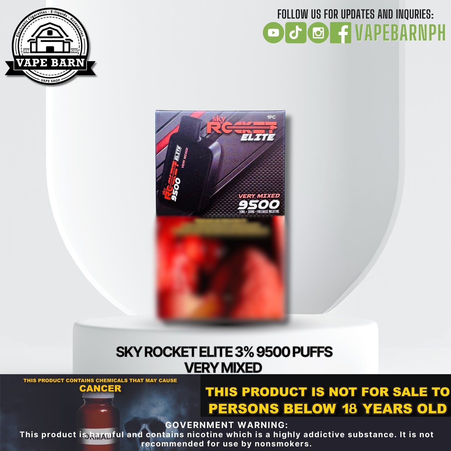 Sky Rocket Elite 3% 9500 Puffs ( Prefilled Pods )