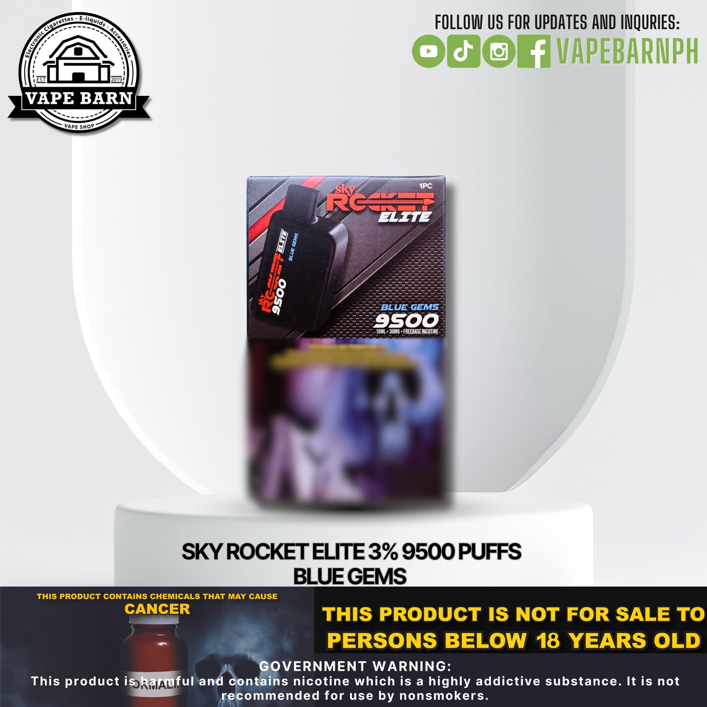 Sky Rocket Elite 3% 9500 Puffs ( Prefilled Pods )