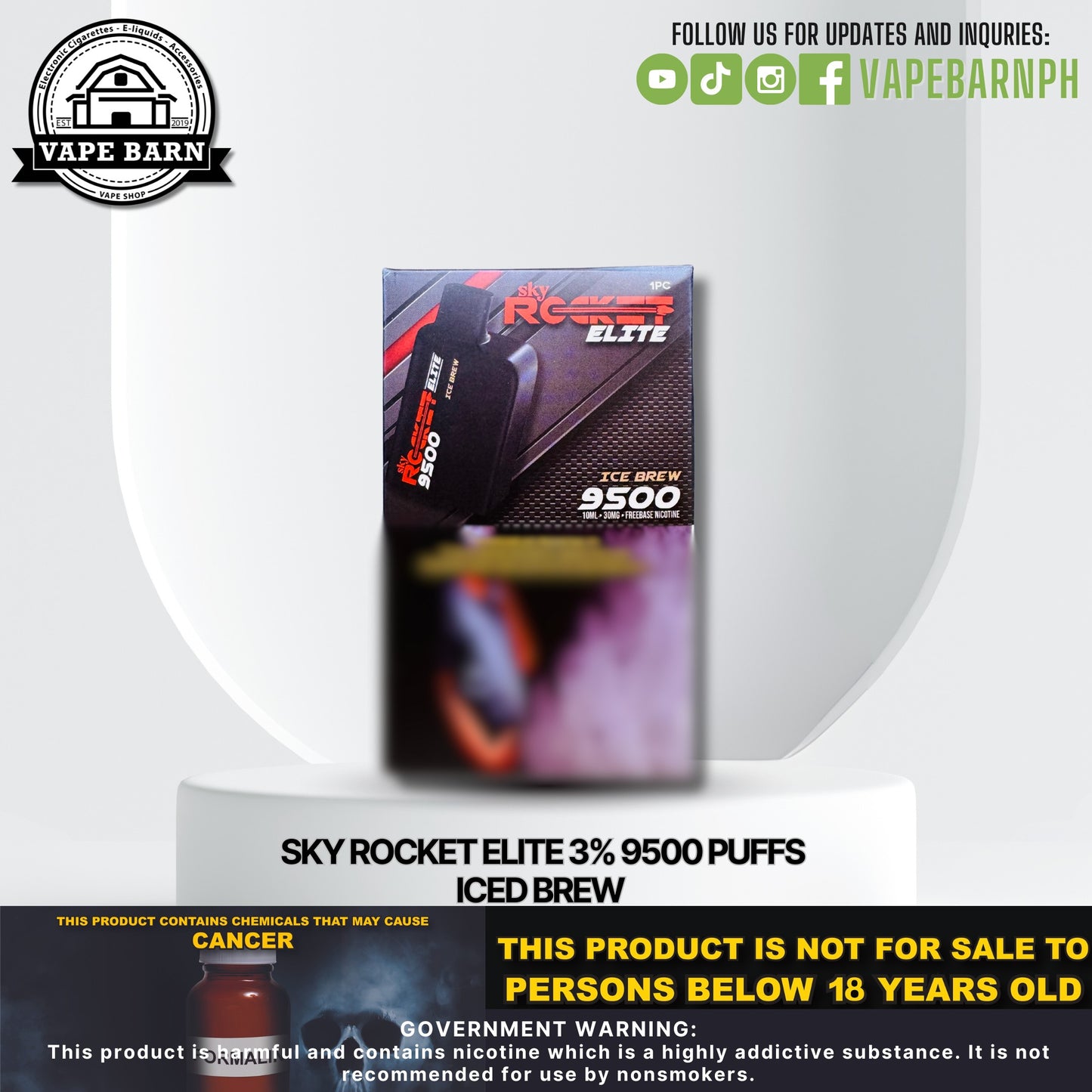 Sky Rocket Elite 3% 9500 Puffs ( Prefilled Pods )