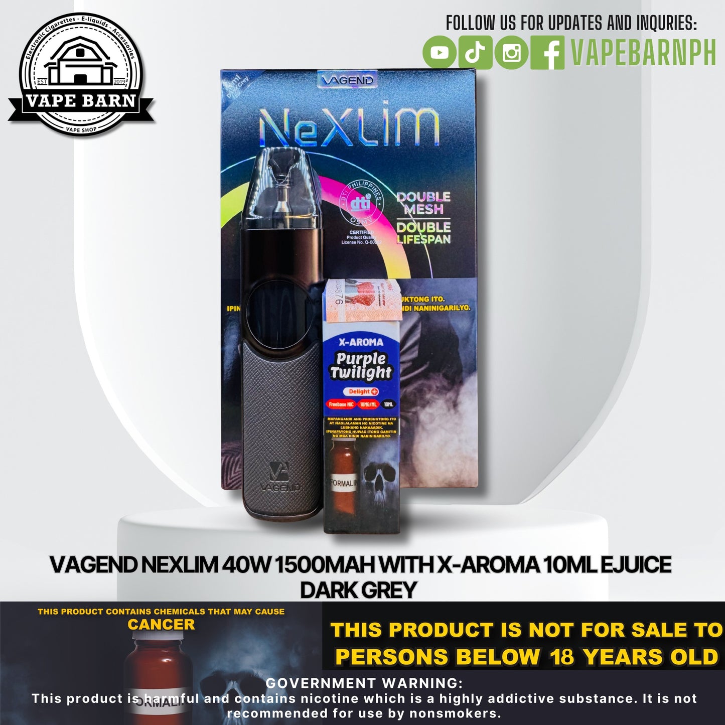 Vagend NeXlim 40W 1500mAh with X-AROMA 10ml Ejuice