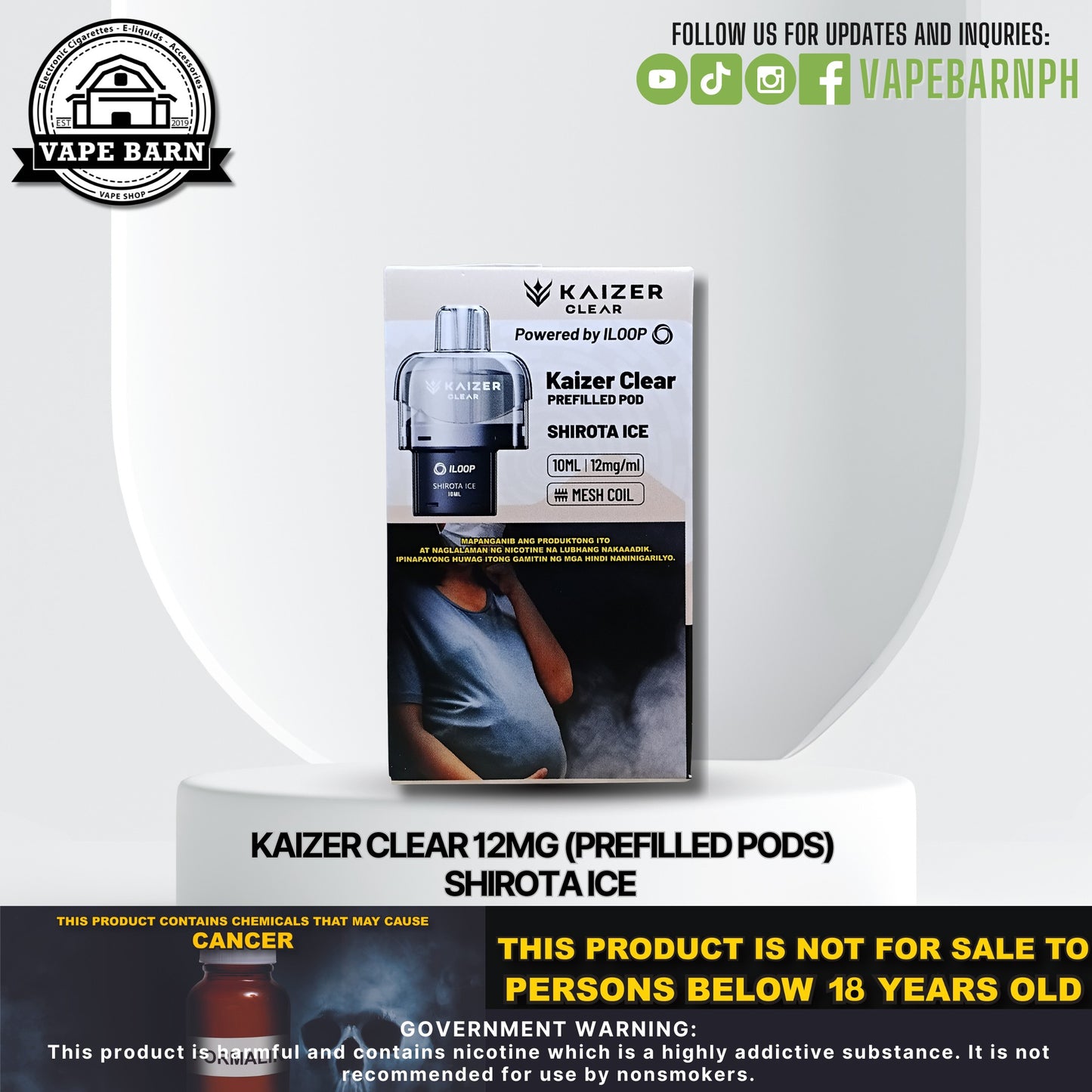 Kaizer Clear 12mg (Prefilled Pods) / Battery