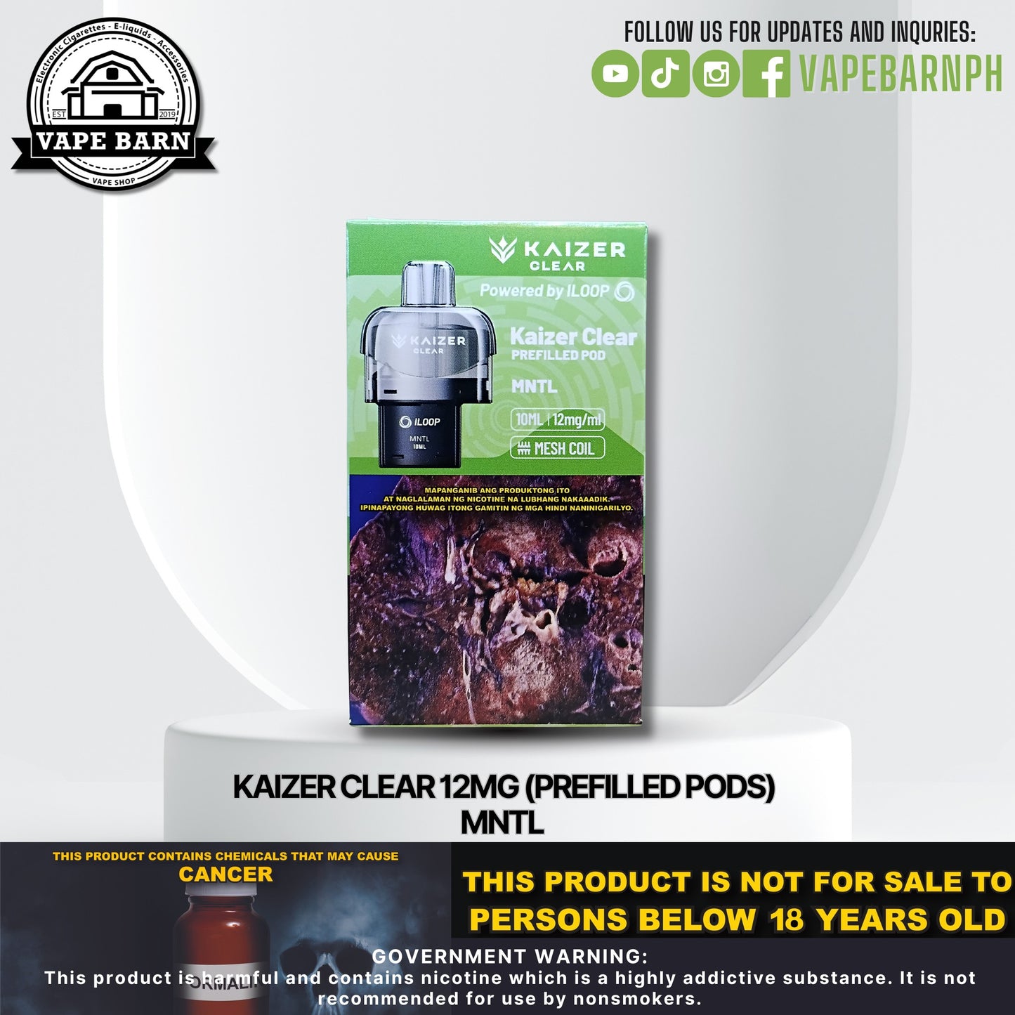 Kaizer Clear 12mg (Prefilled Pods) / Battery