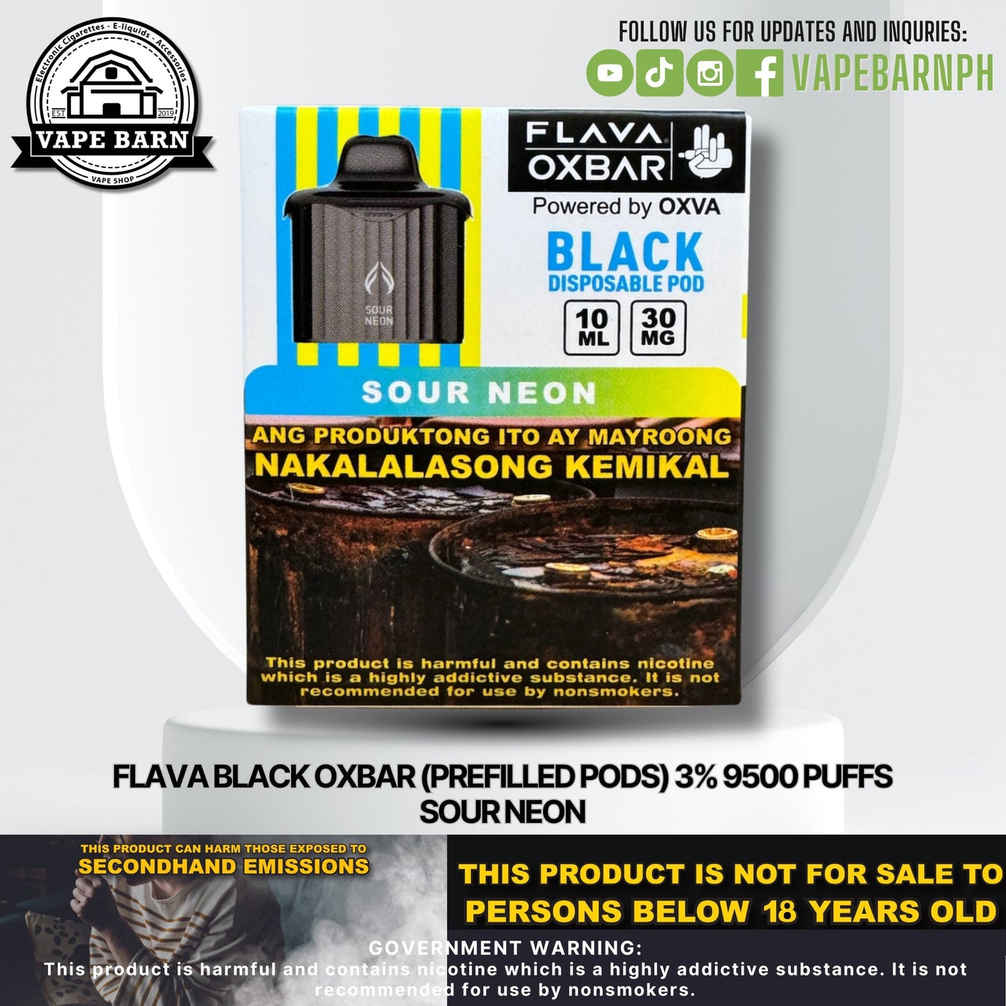 CS: Flava Black Oxbar (Prefilled Pods) 3% 9500 Puffs