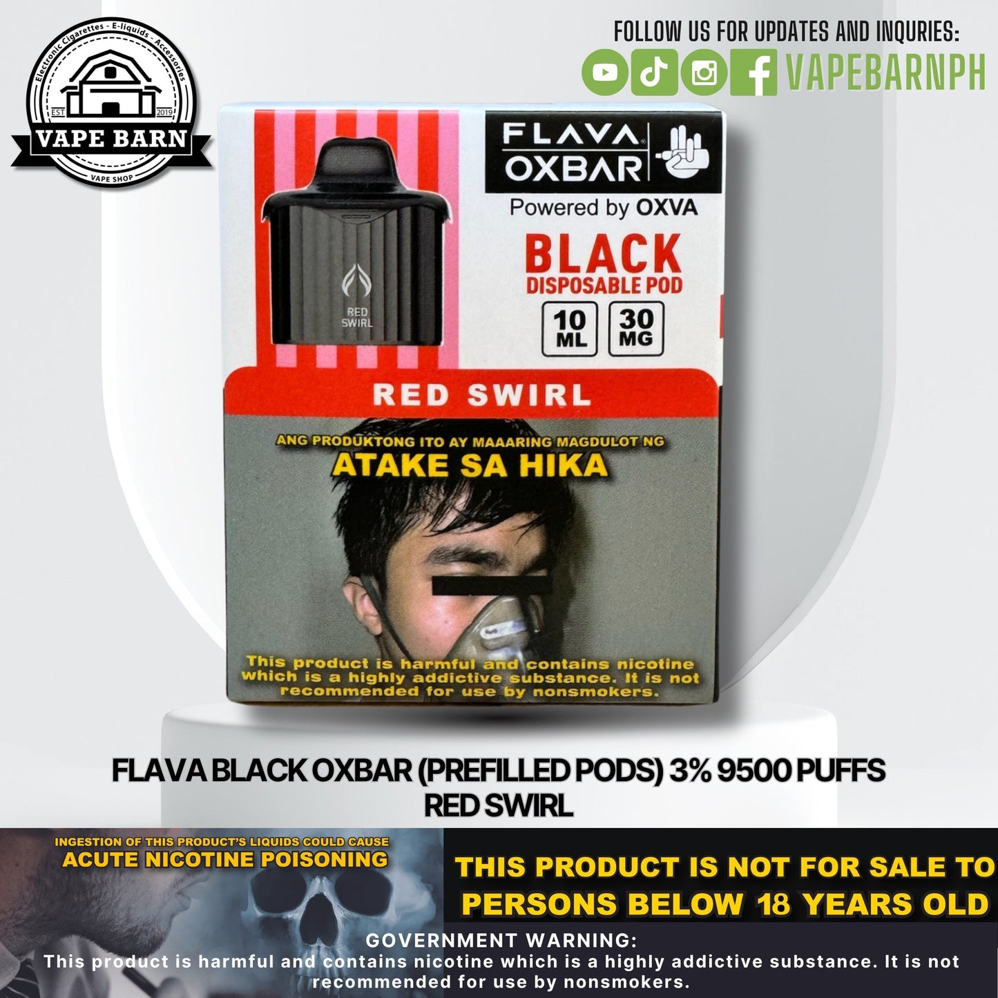 CS: Flava Black Oxbar (Prefilled Pods) 3% 9500 Puffs