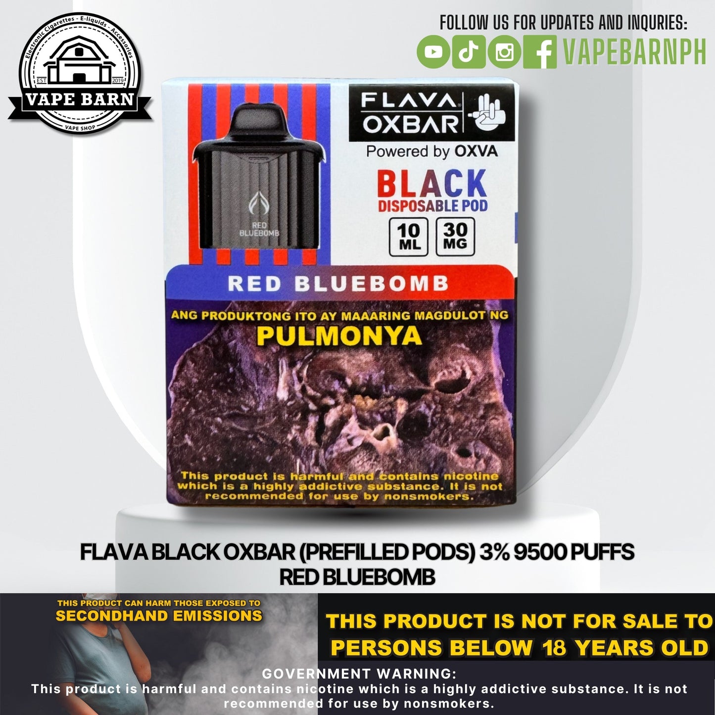 CS: Flava Black Oxbar (Prefilled Pods) 3% 9500 Puffs