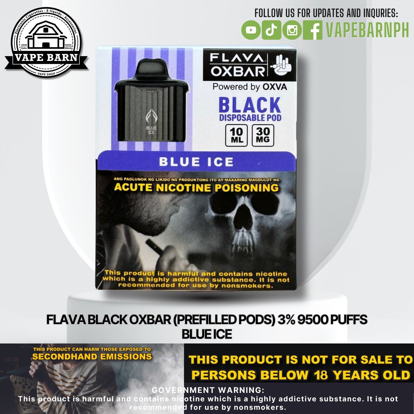 CS: Flava Black Oxbar (Prefilled Pods) 3% 9500 Puffs