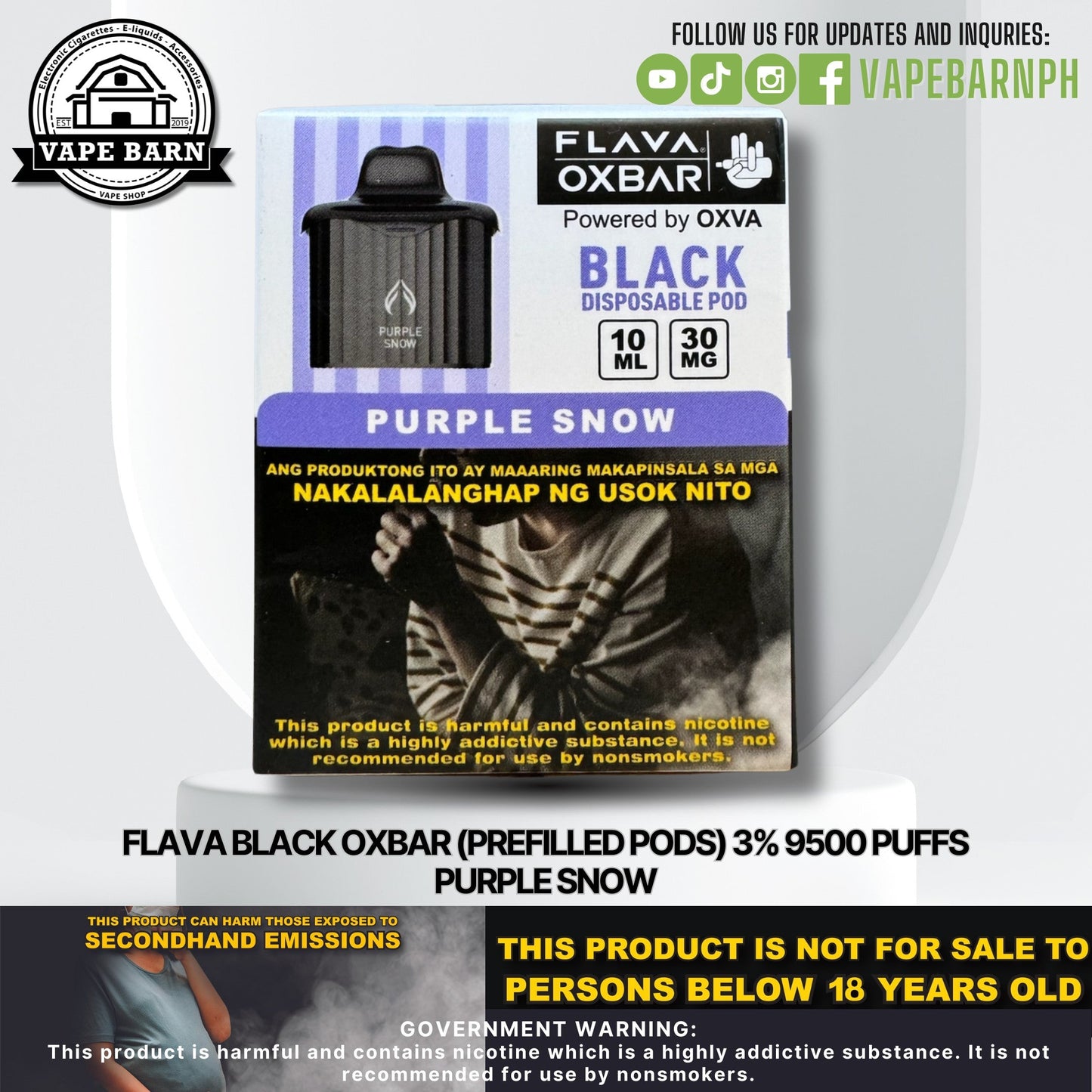 CS: Flava Black Oxbar (Prefilled Pods) 3% 9500 Puffs