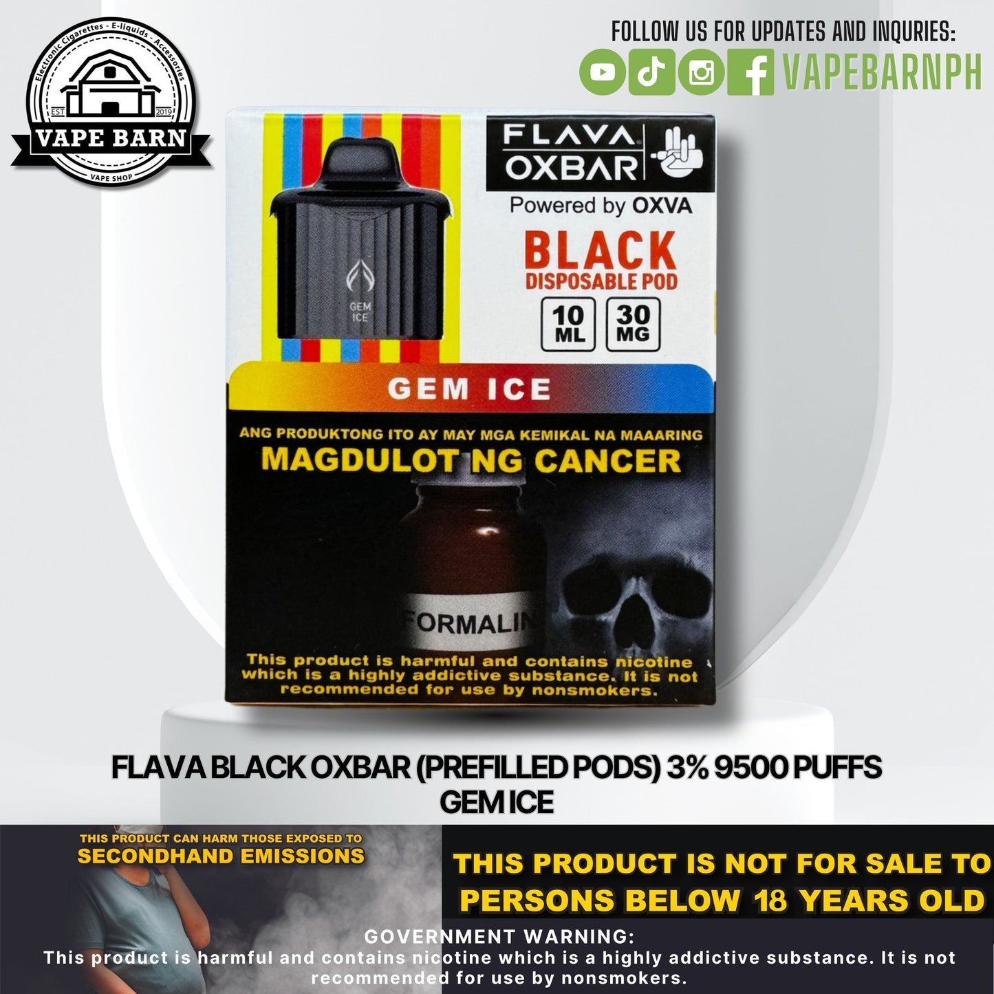 CS: Flava Black Oxbar (Prefilled Pods) 3% 9500 Puffs