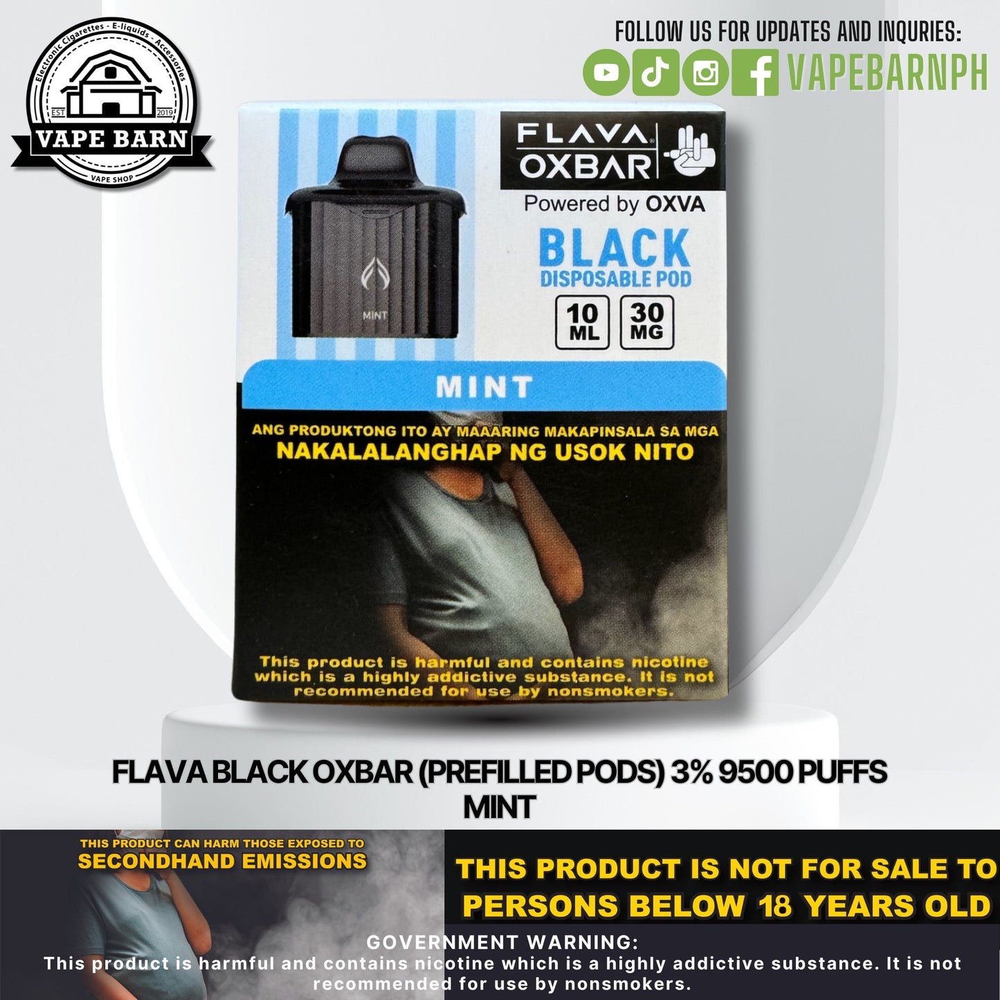 CS: Flava Black Oxbar (Prefilled Pods) 3% 9500 Puffs