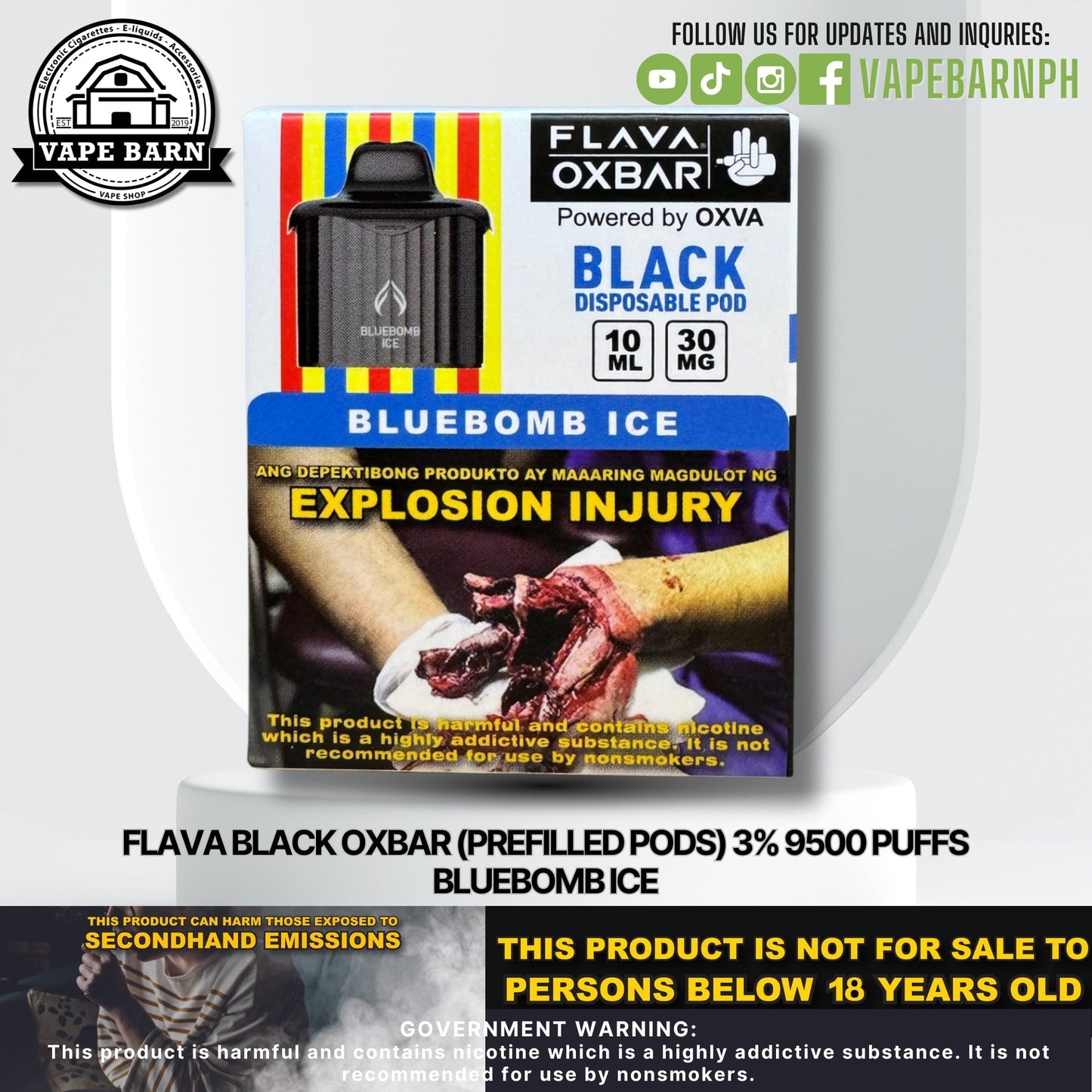 CS: Flava Black Oxbar (Prefilled Pods) 3% 9500 Puffs