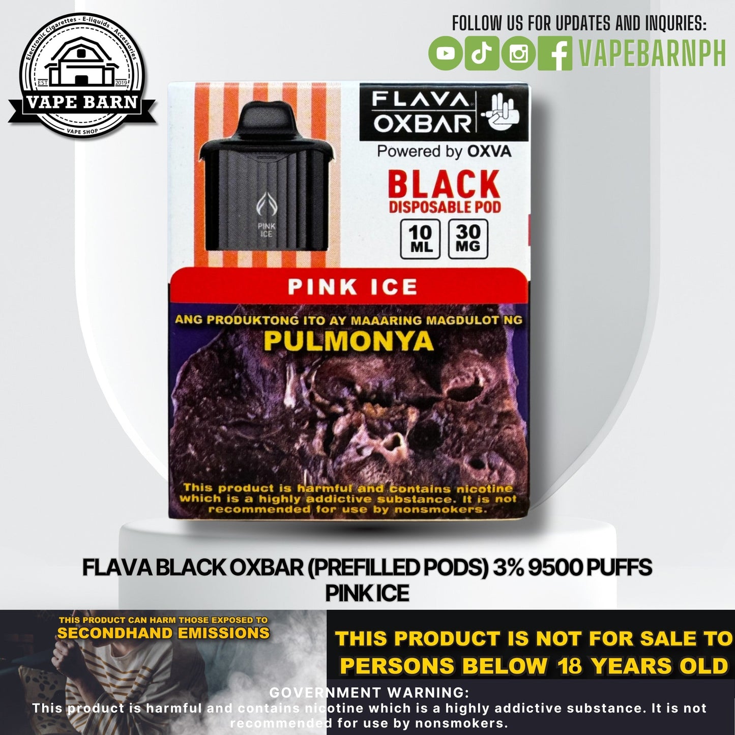 CS: Flava Black Oxbar (Prefilled Pods) 3% 9500 Puffs