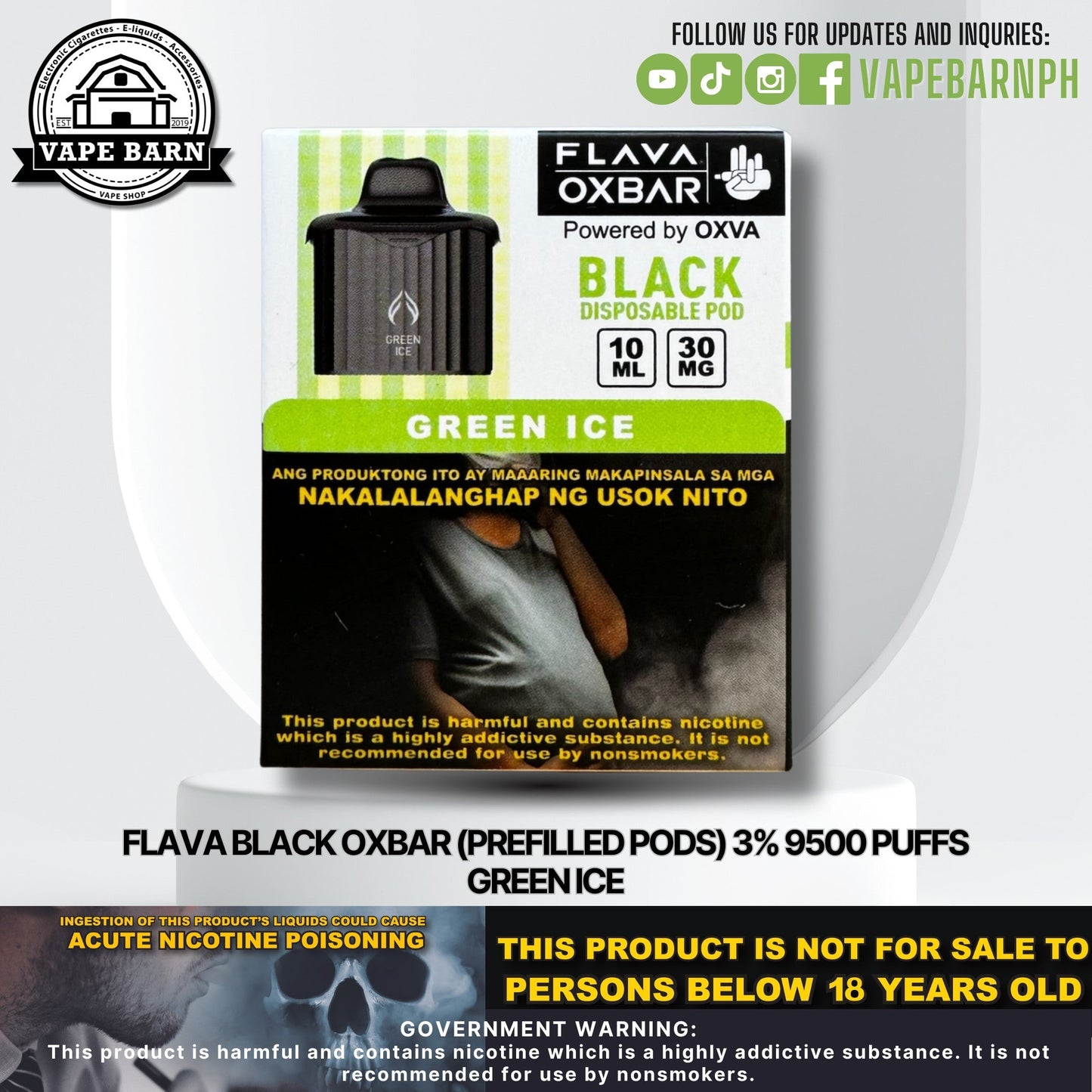 CS: Flava Black Oxbar (Prefilled Pods) 3% 9500 Puffs