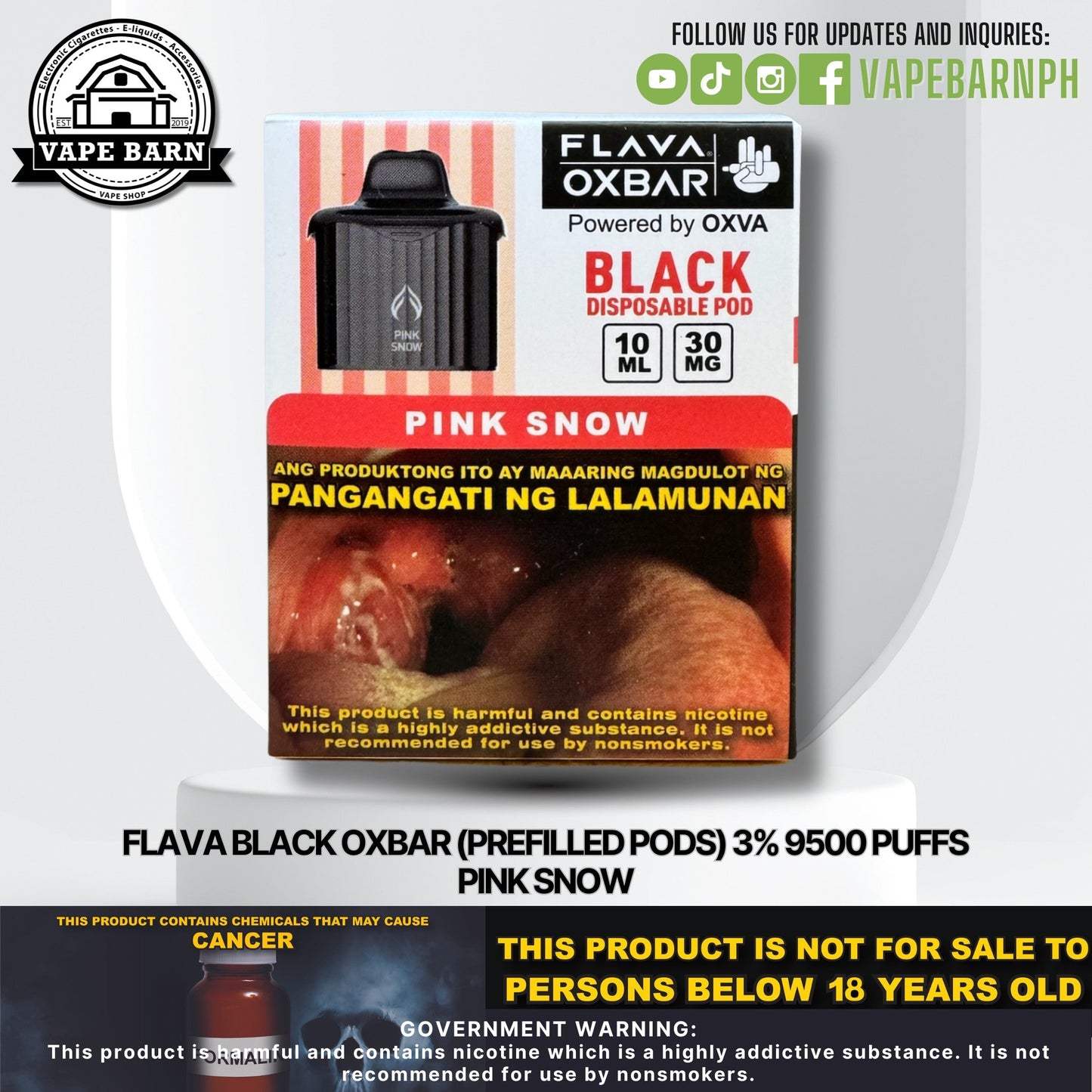 CS: Flava Black Oxbar (Prefilled Pods) 3% 9500 Puffs