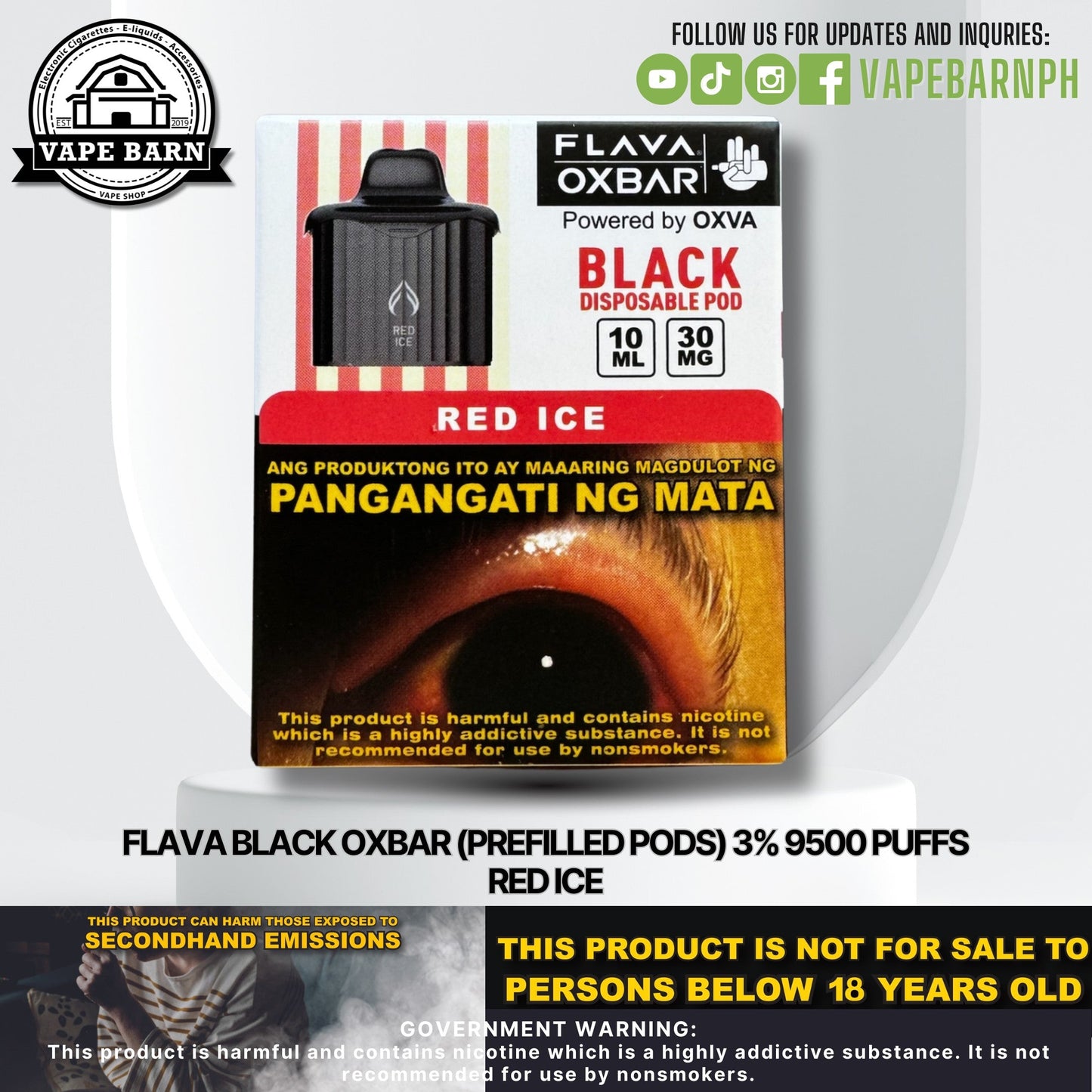 CS: Flava Black Oxbar (Prefilled Pods) 3% 9500 Puffs