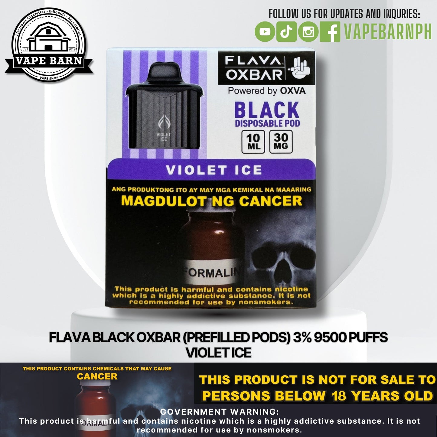 CS: Flava Black Oxbar (Prefilled Pods) 3% 9500 Puffs