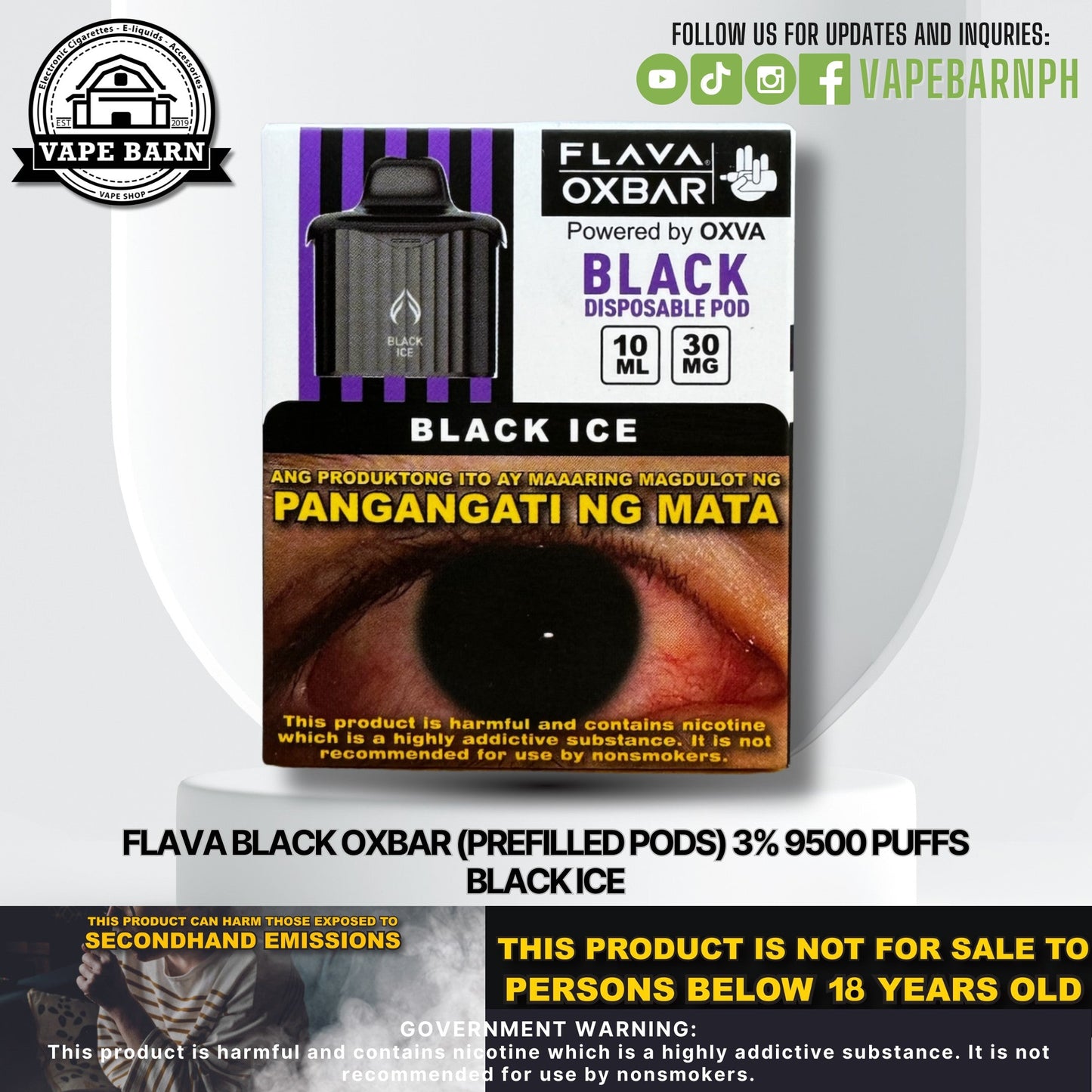 CS: Flava Black Oxbar (Prefilled Pods) 3% 9500 Puffs