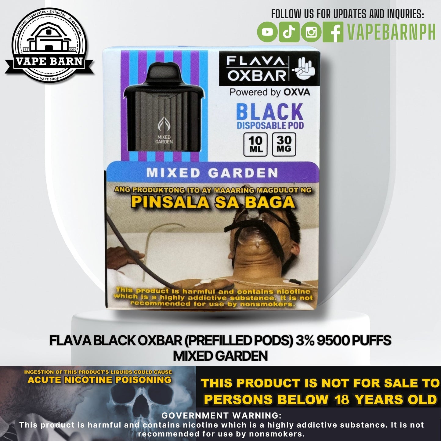 CS: Flava Black Oxbar (Prefilled Pods) 3% 9500 Puffs