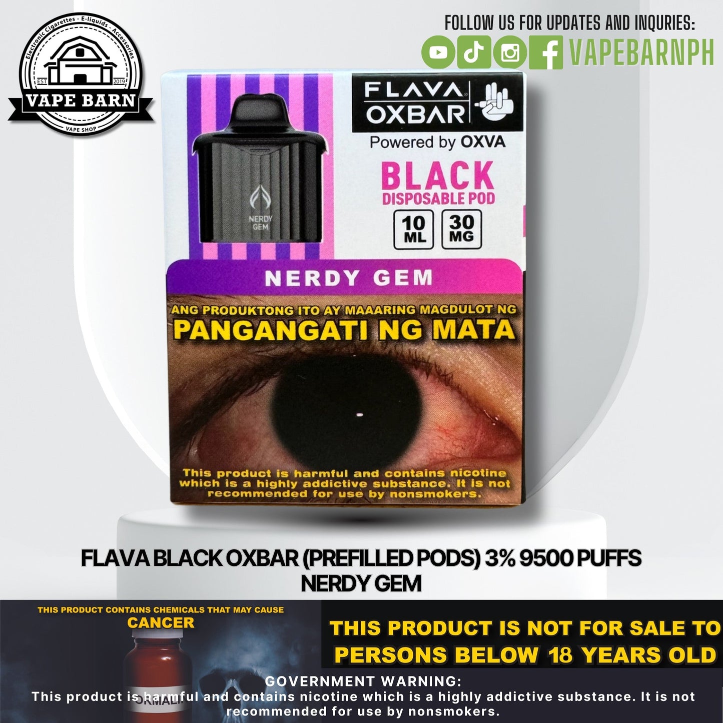 CS: Flava Black Oxbar (Prefilled Pods) 3% 9500 Puffs