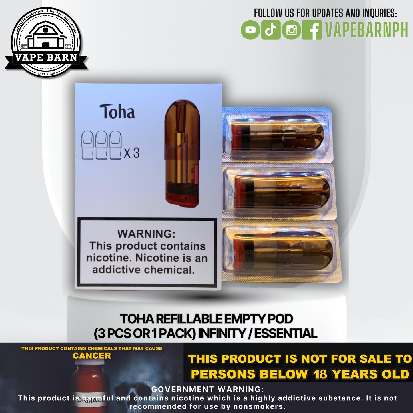 Toha Refillable Empty Pod (3 Pcs or 1 Pack) Infinity / Essential