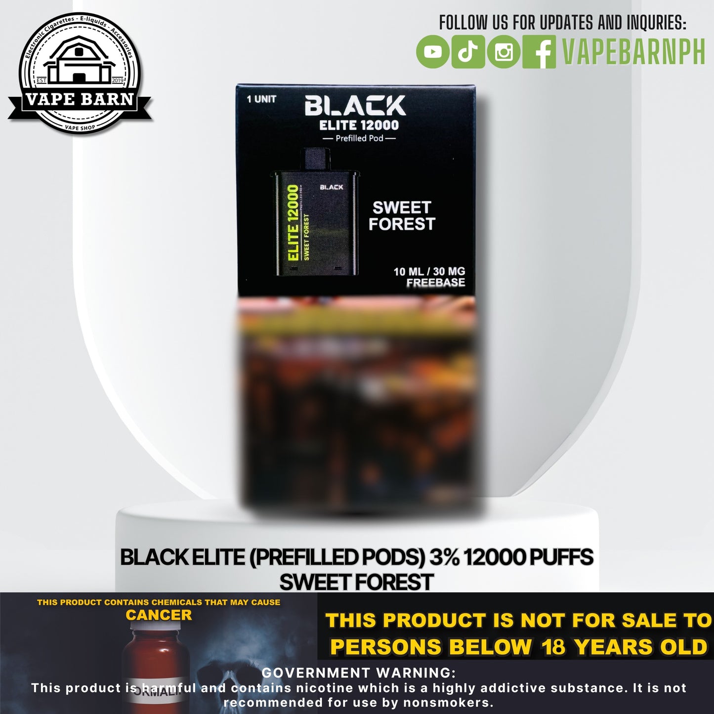 Black Elite V2 (Prefilled Pods) 3% 12000 Puffs