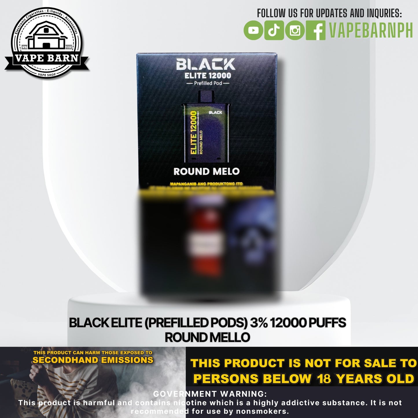 Black Elite V2 (Prefilled Pods) 3% 12000 Puffs