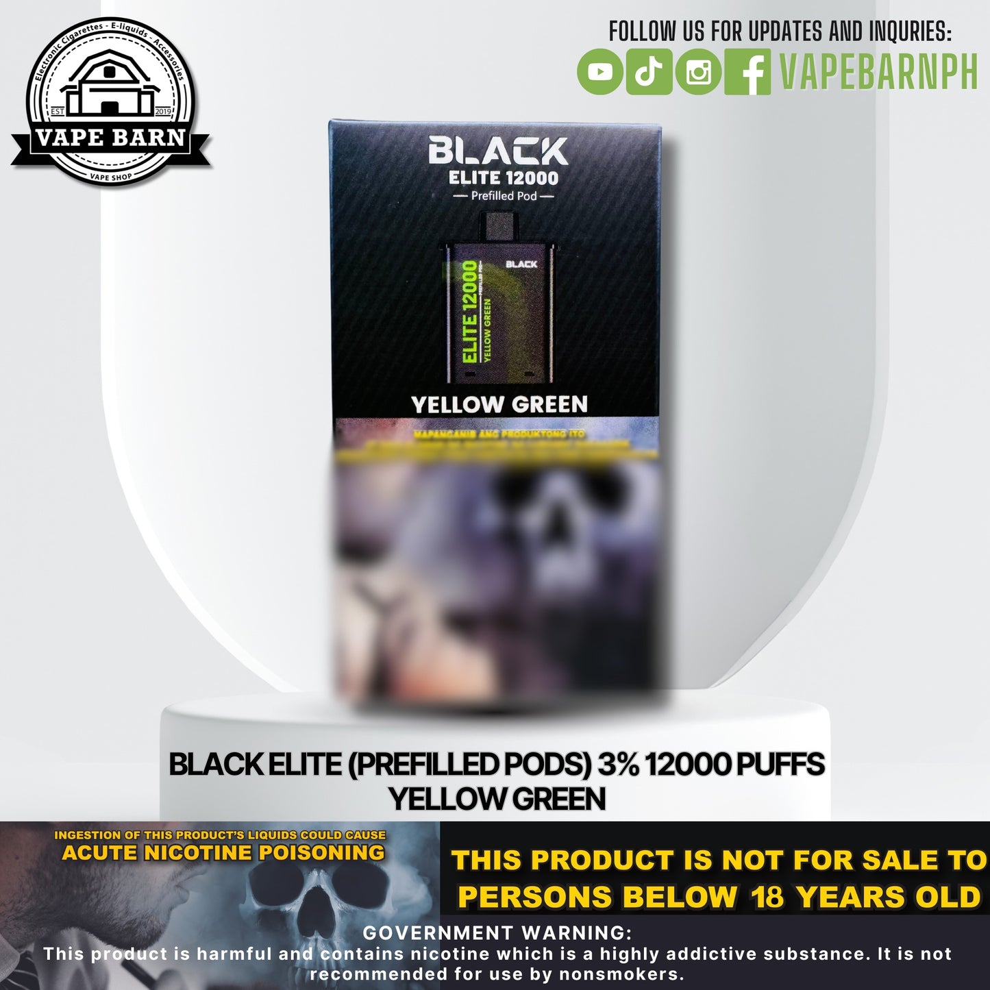 Black Elite V2 (Prefilled Pods) 3% 12000 Puffs