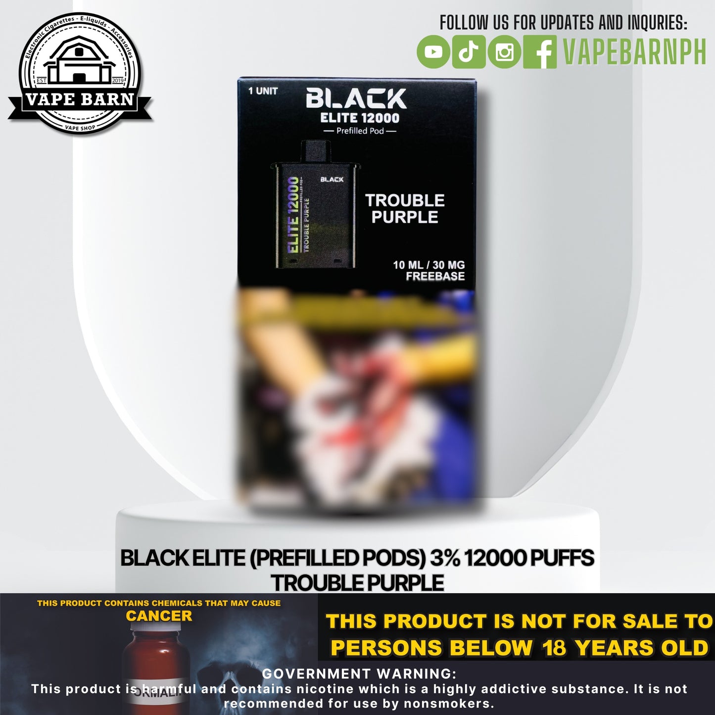 Black Elite V2 (Prefilled Pods) 3% 12000 Puffs