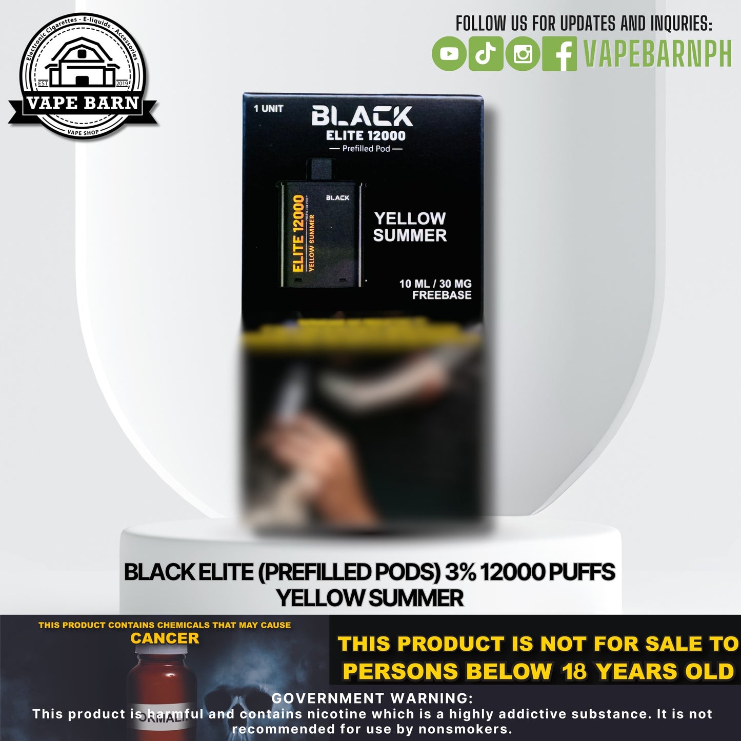 Black Elite V2 (Prefilled Pods) 3% 12000 Puffs