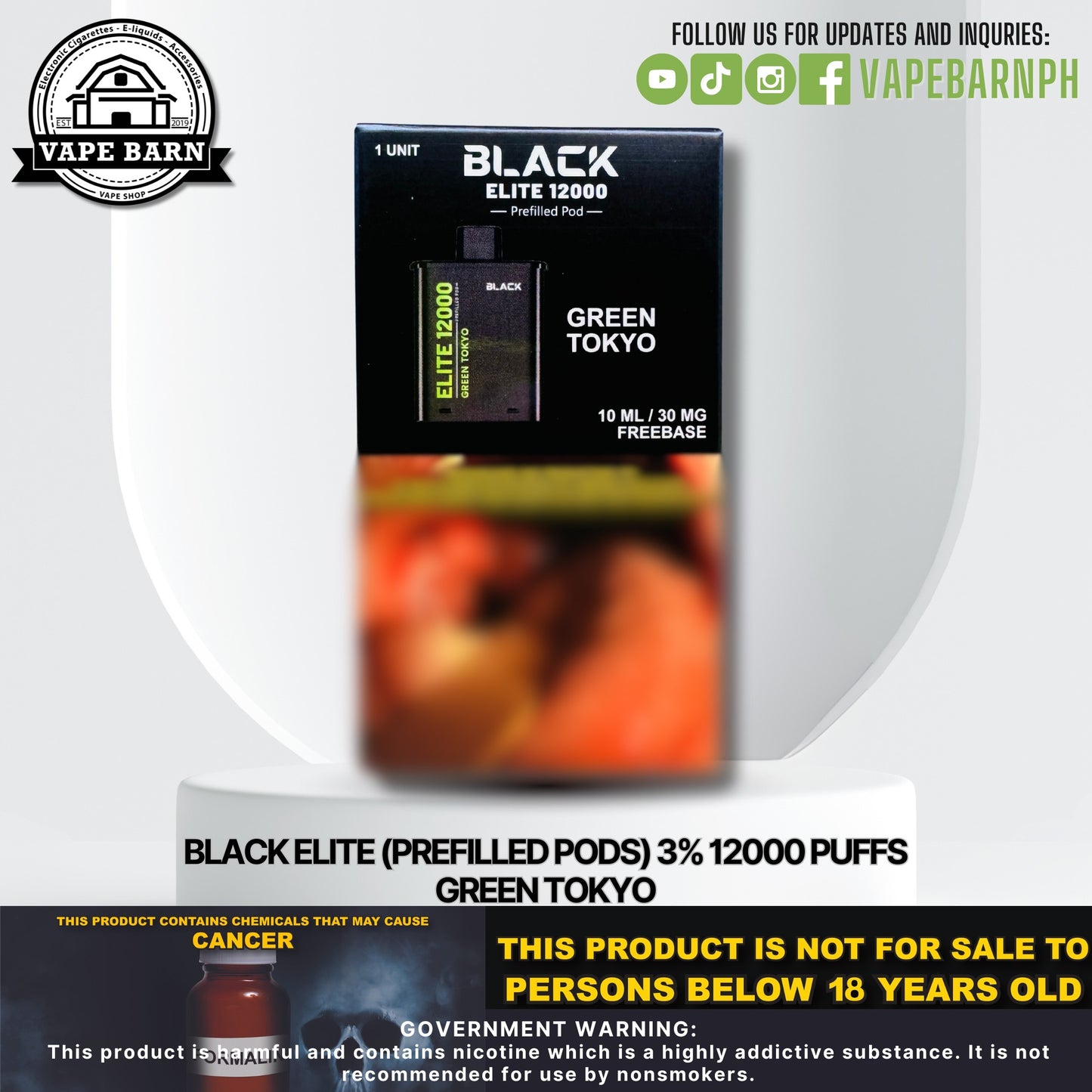 Black Elite V2 (Prefilled Pods) 3% 12000 Puffs