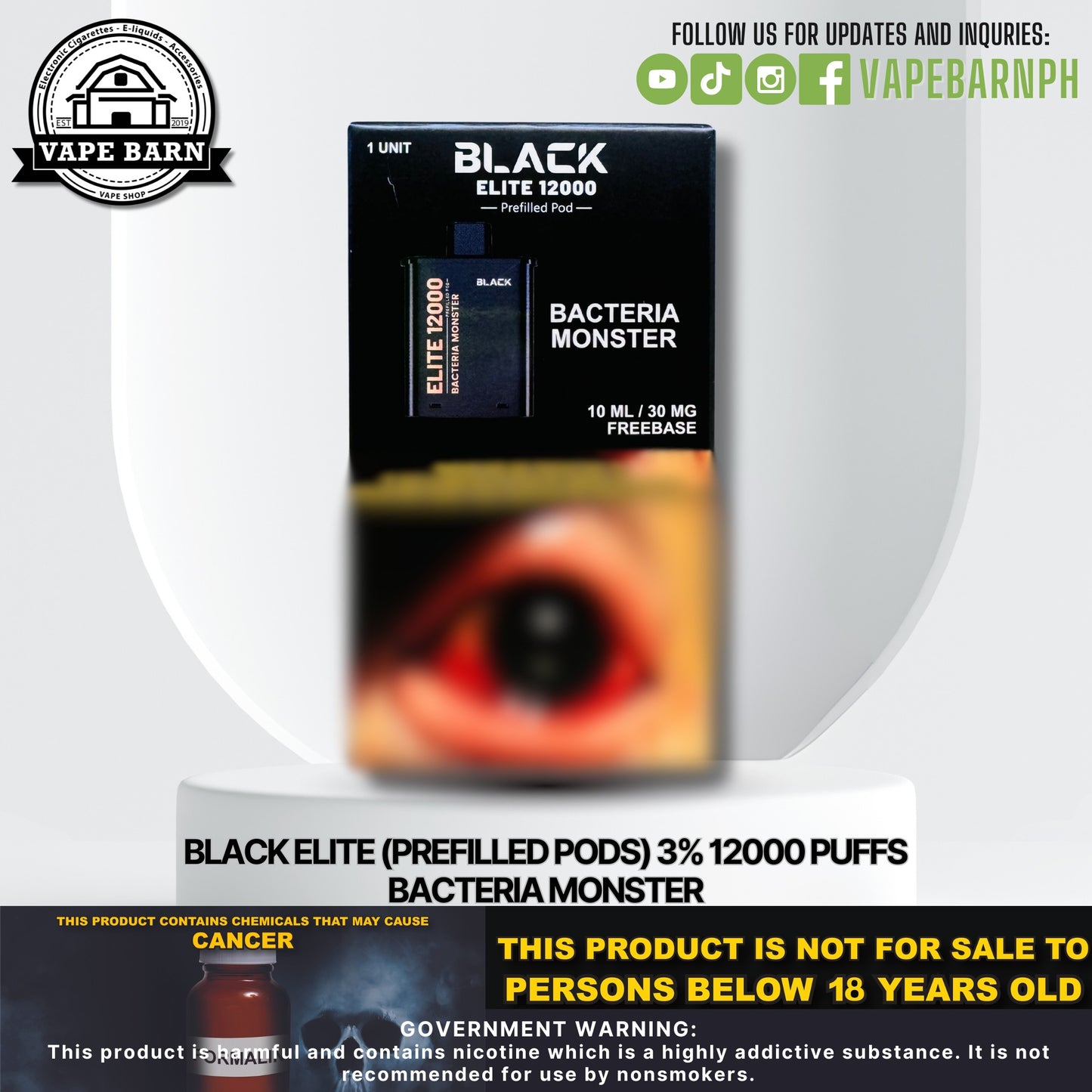 Black Elite V2 (Prefilled Pods) 3% 12000 Puffs