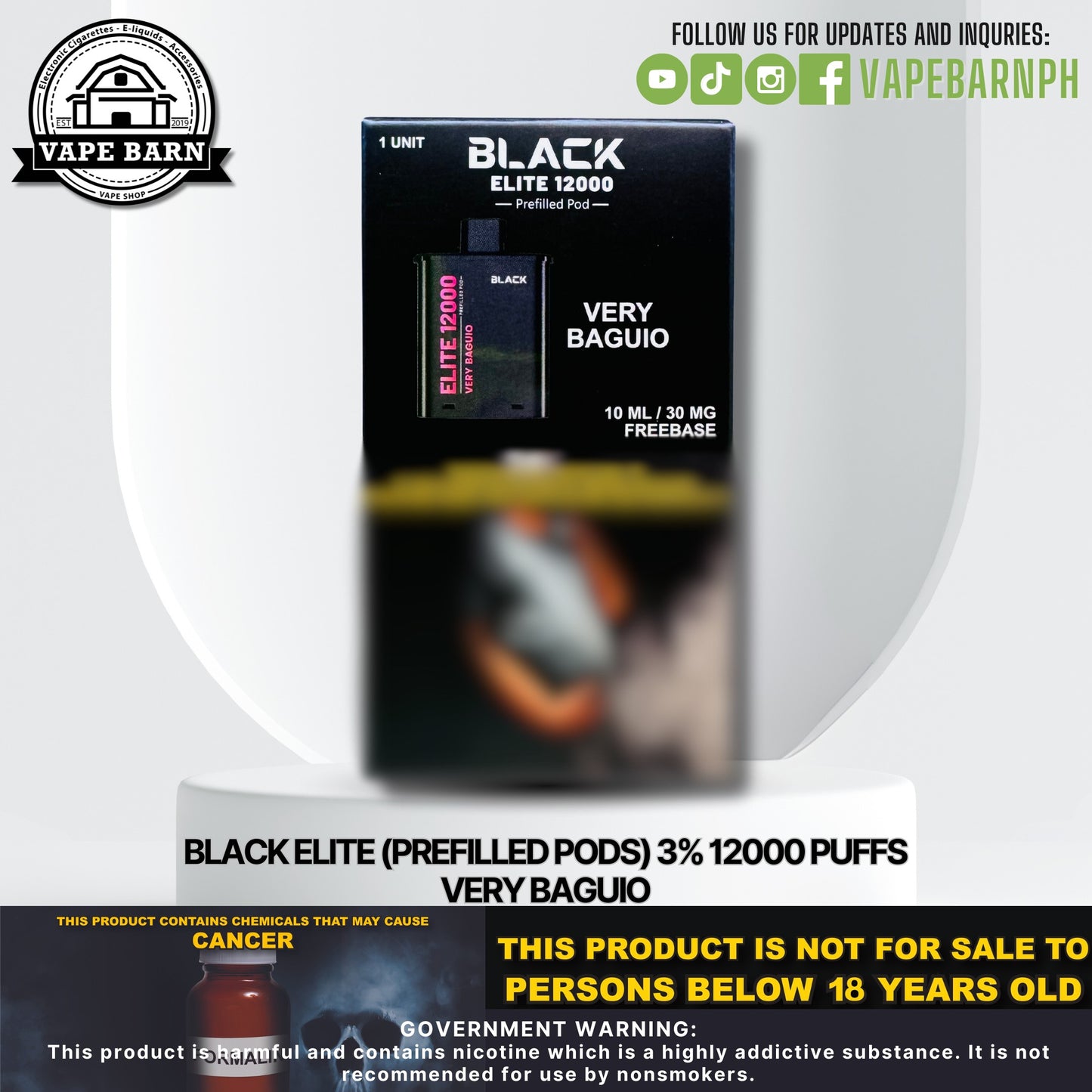 Black Elite V2 (Prefilled Pods) 3% 12000 Puffs