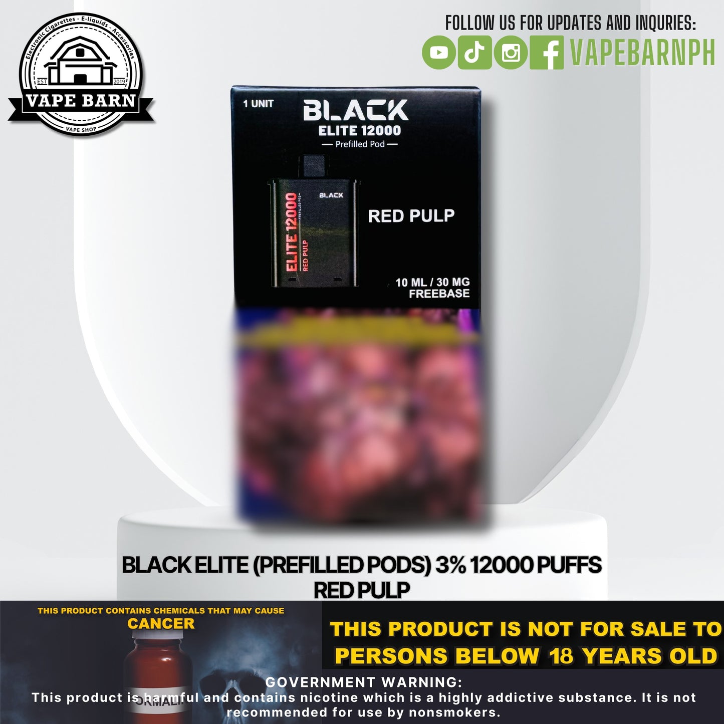 Black Elite V2 (Prefilled Pods) 3% 12000 Puffs