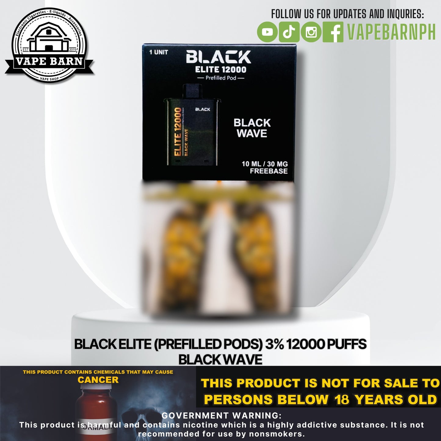 Black Elite V2 (Prefilled Pods) 3% 12000 Puffs