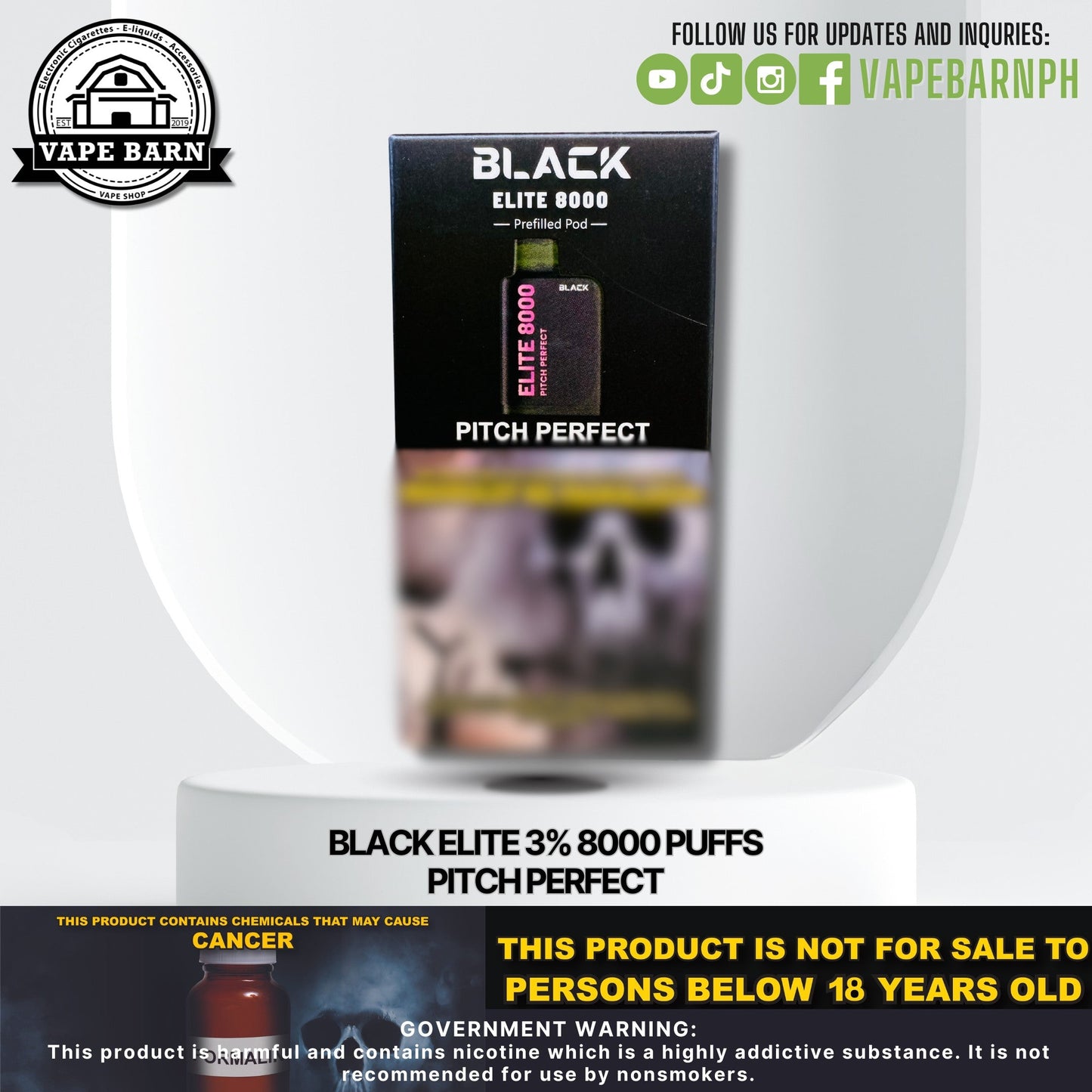 Black Elite V1 (Prefilled Pod) 3% 8000 Puffs