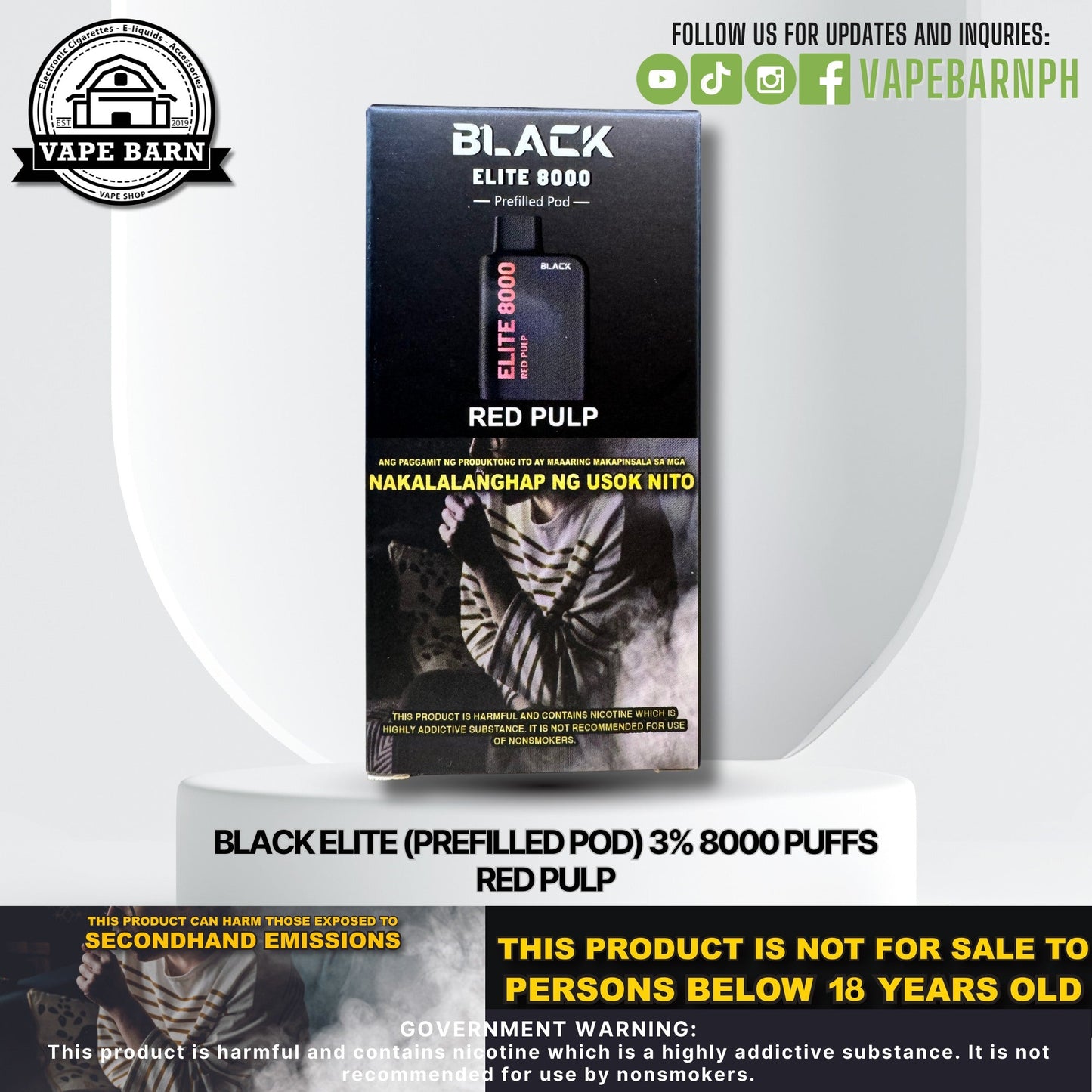 Black Elite V1 (Prefilled Pod) 3% 8000 Puffs