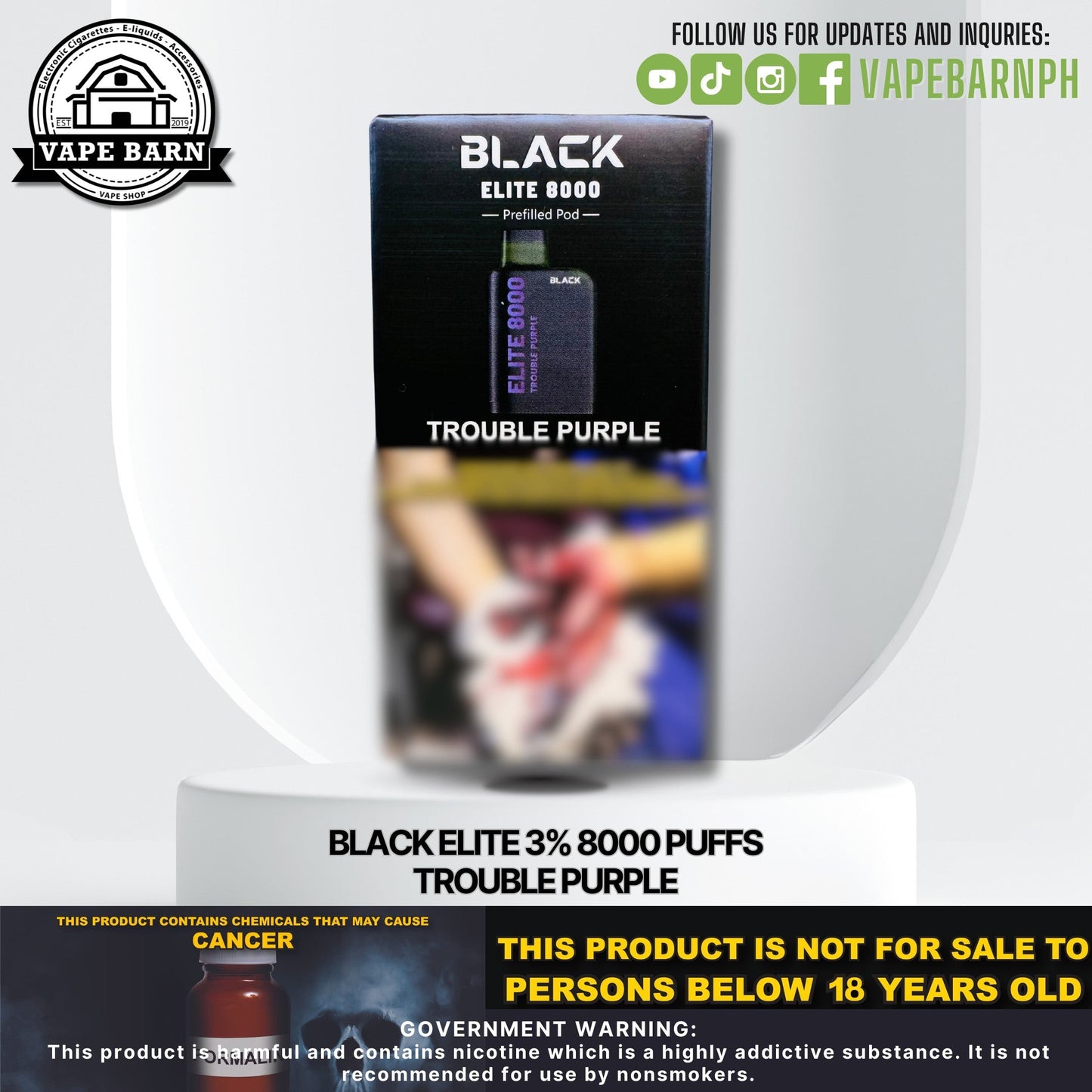 Black Elite V1 (Prefilled Pod) 3% 8000 Puffs