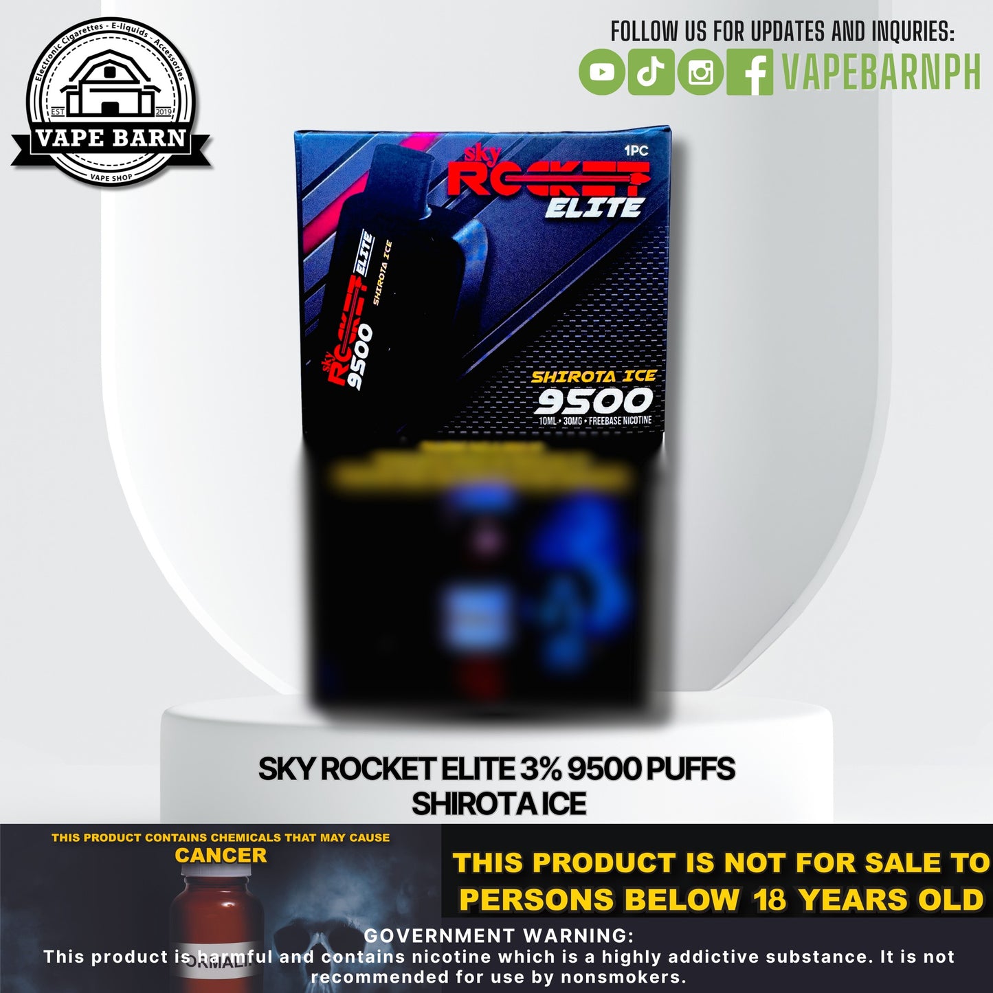Sky Rocket Elite 3% 9500 Puffs ( Prefilled Pods )