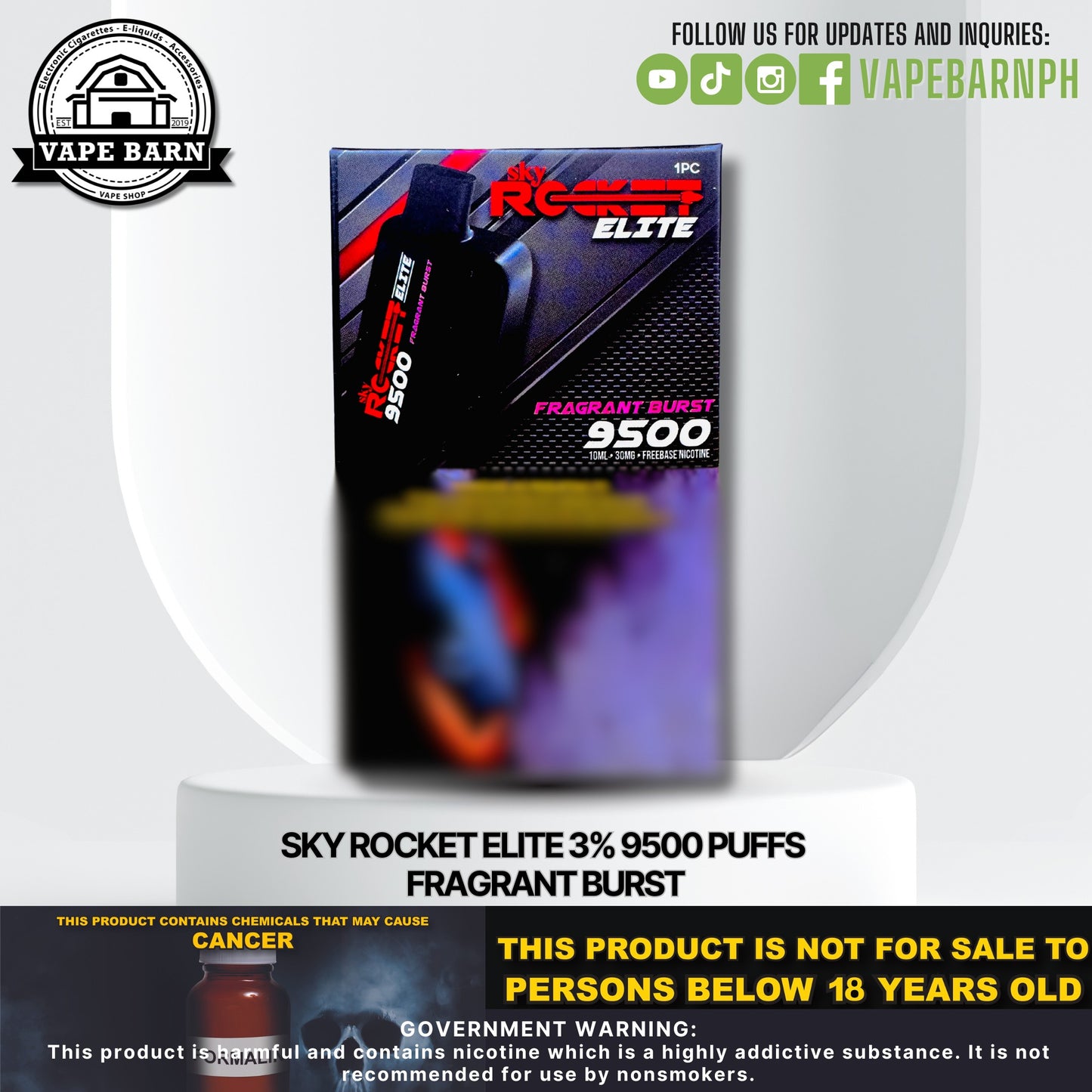Sky Rocket Elite 3% 9500 Puffs ( Prefilled Pods )