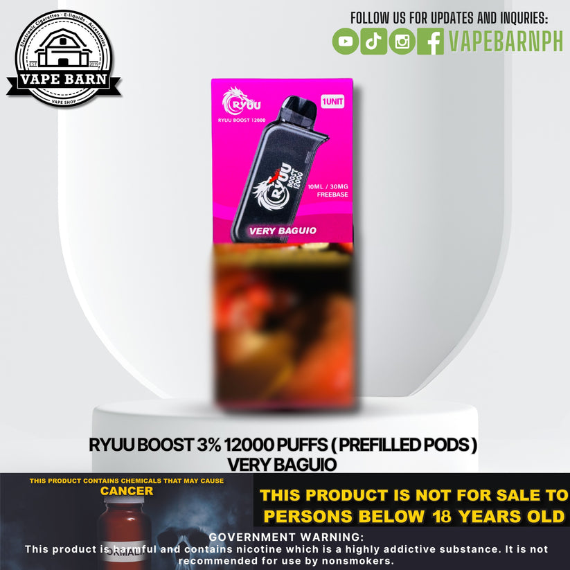 Puff Barn Ryuu Boost 3% 12000 Puffs ( Prefilled Pods ) – VAPE BARN PH