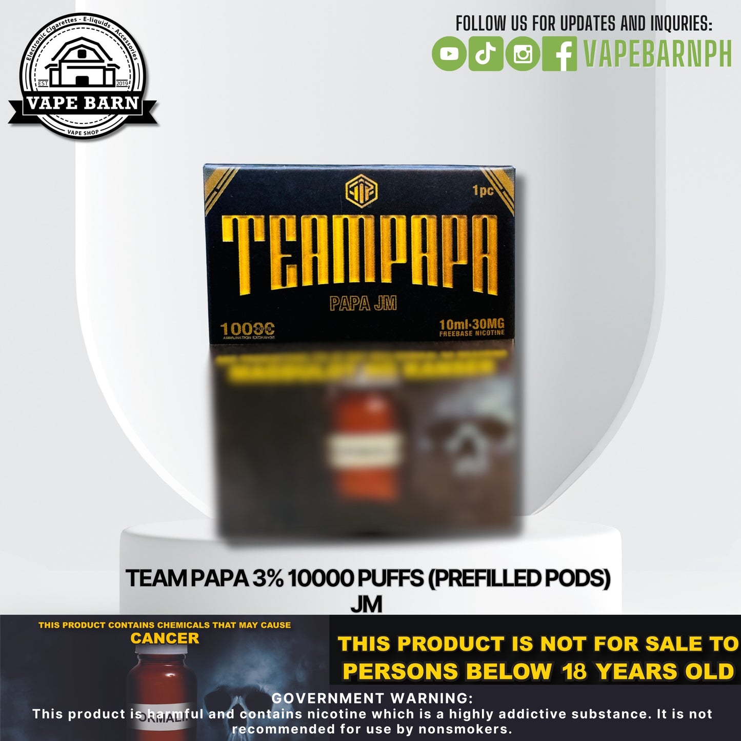 Team Papa 3% 10000 Puffs (Prefilled Pods)