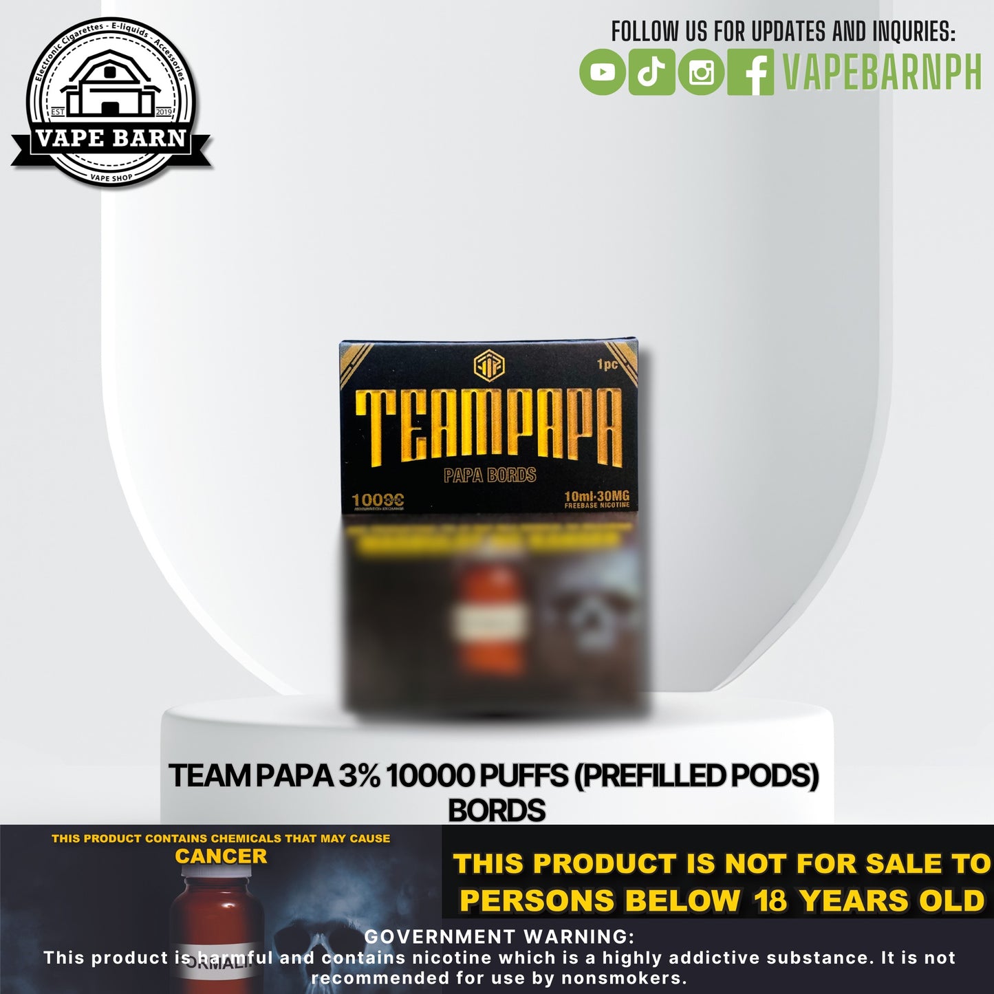 Team Papa 3% 10000 Puffs (Prefilled Pods)