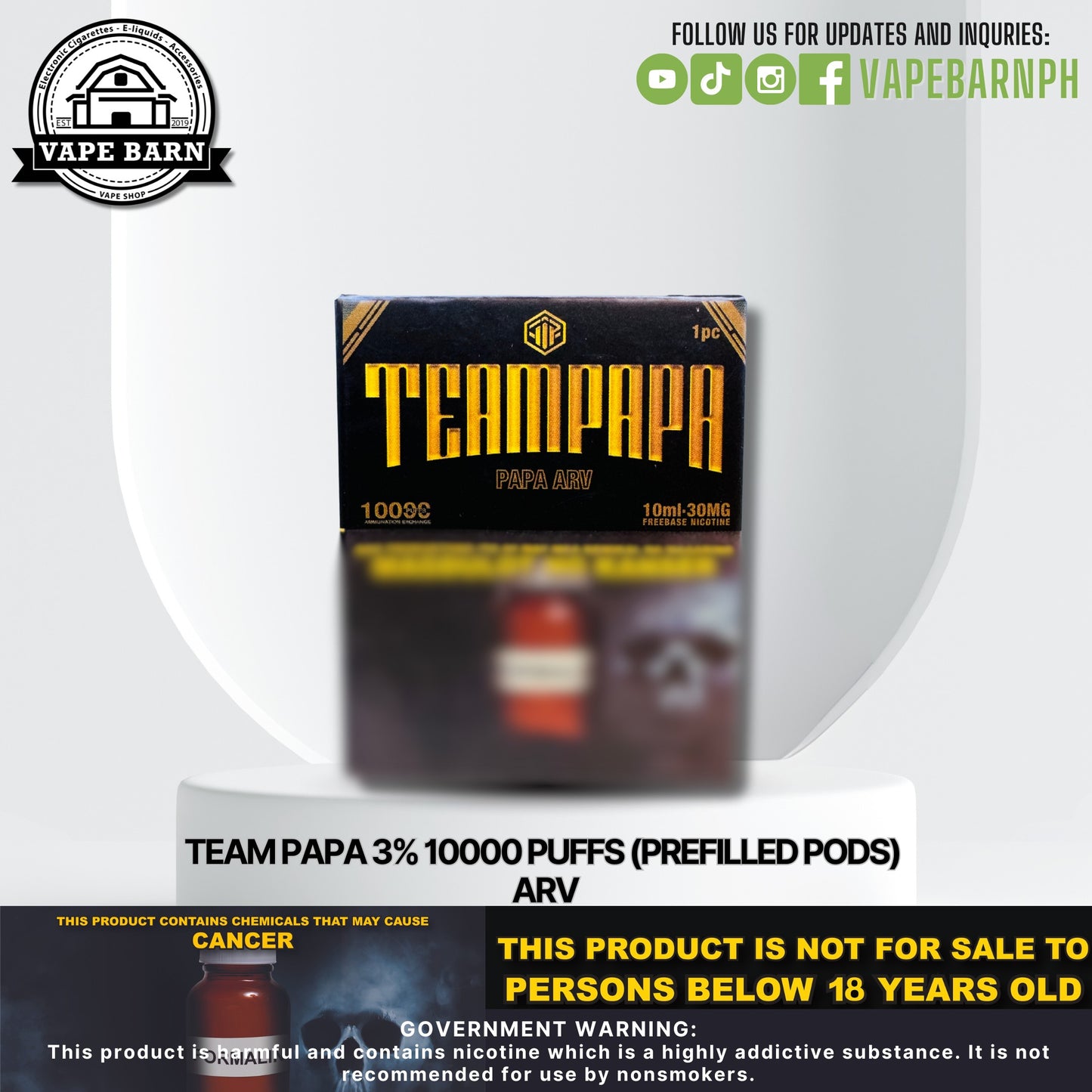 Team Papa 3% 10000 Puffs (Prefilled Pods)