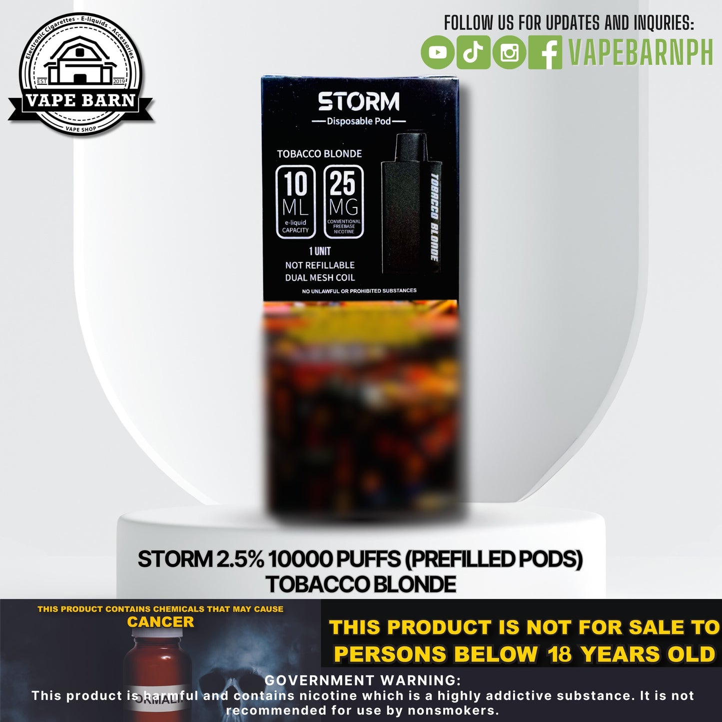 Storm 2.5% 10000 Puffs (Prefilled Pods)