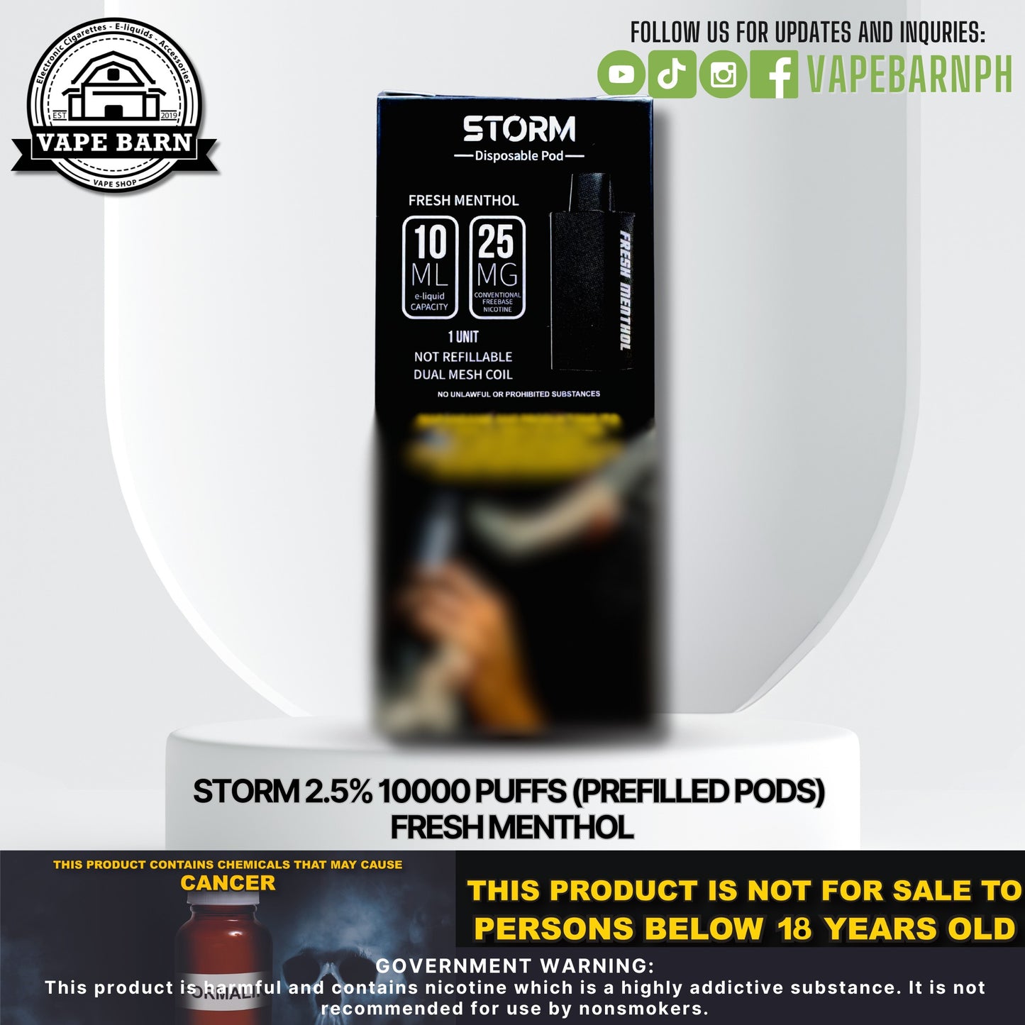 Storm 2.5% 10000 Puffs (Prefilled Pods)