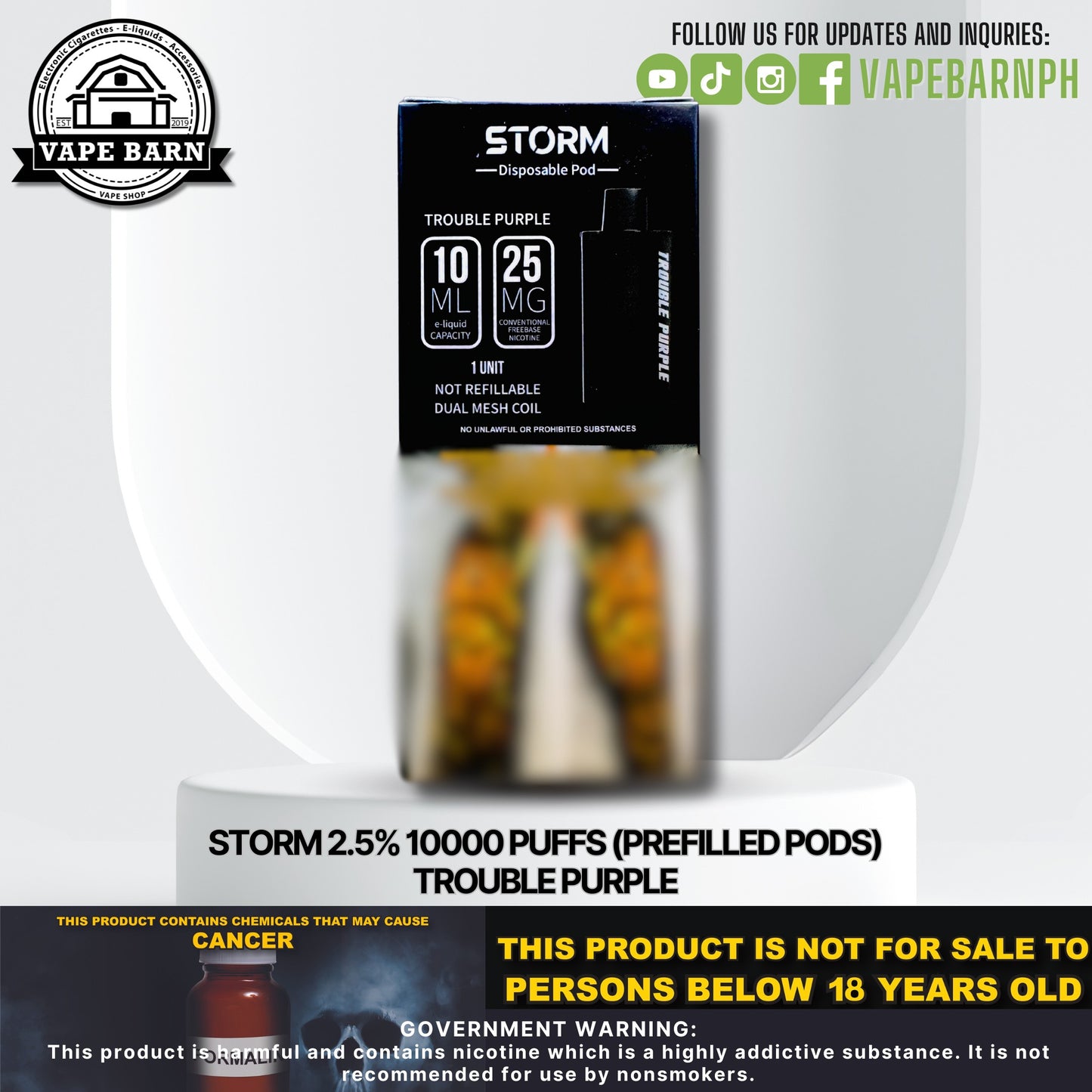 Storm 2.5% 10000 Puffs (Prefilled Pods)