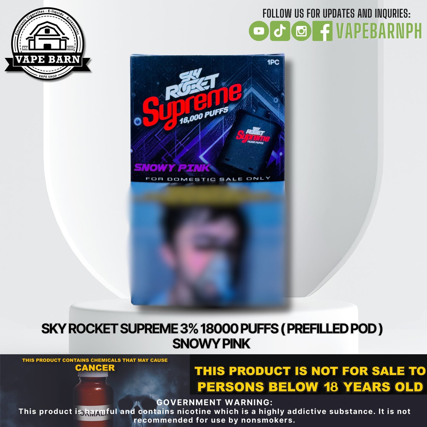 Sky Rocket Supreme 3% 18000 Puffs ( Prefilled Pod )