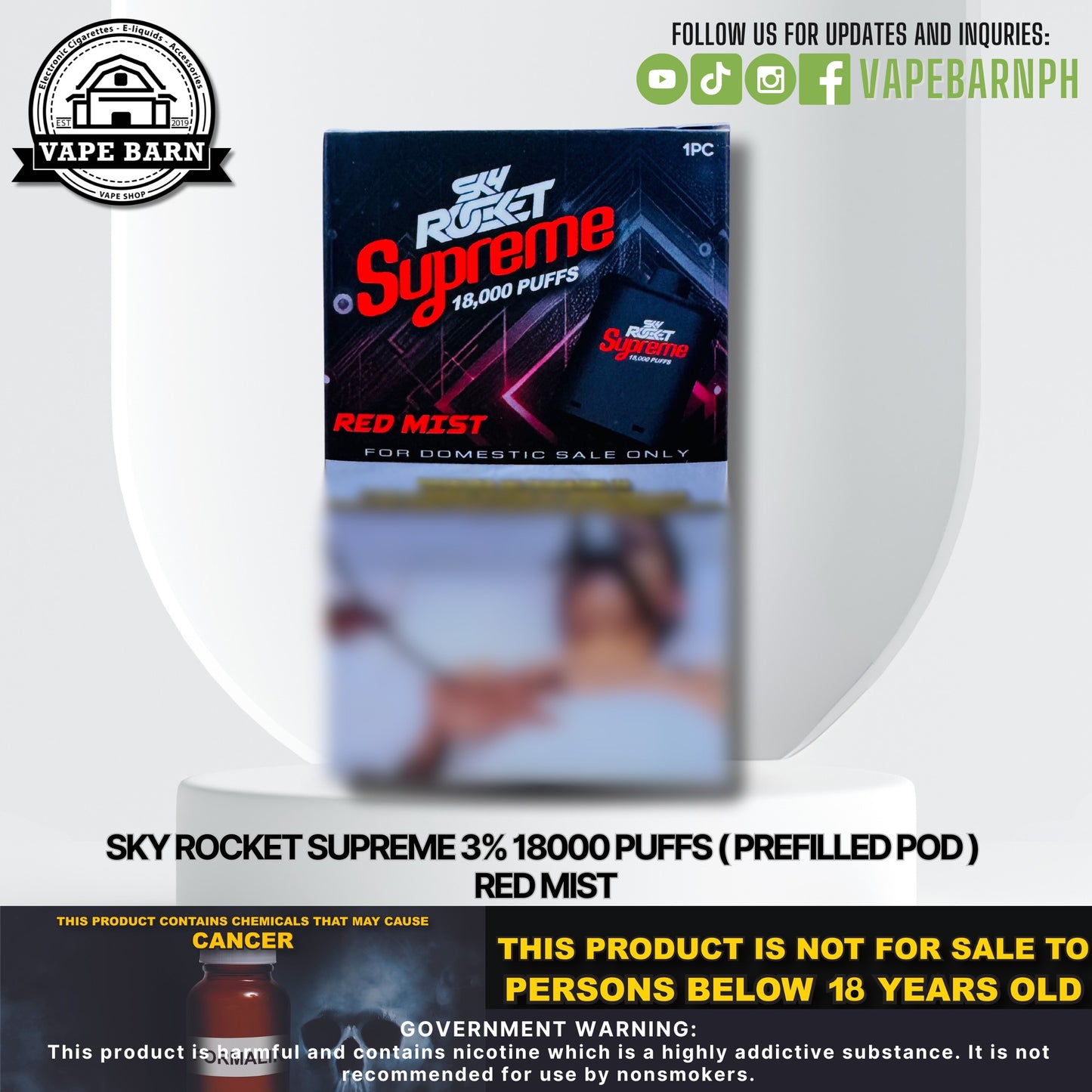 Sky Rocket Supreme 3% 18000 Puffs ( Prefilled Pod )