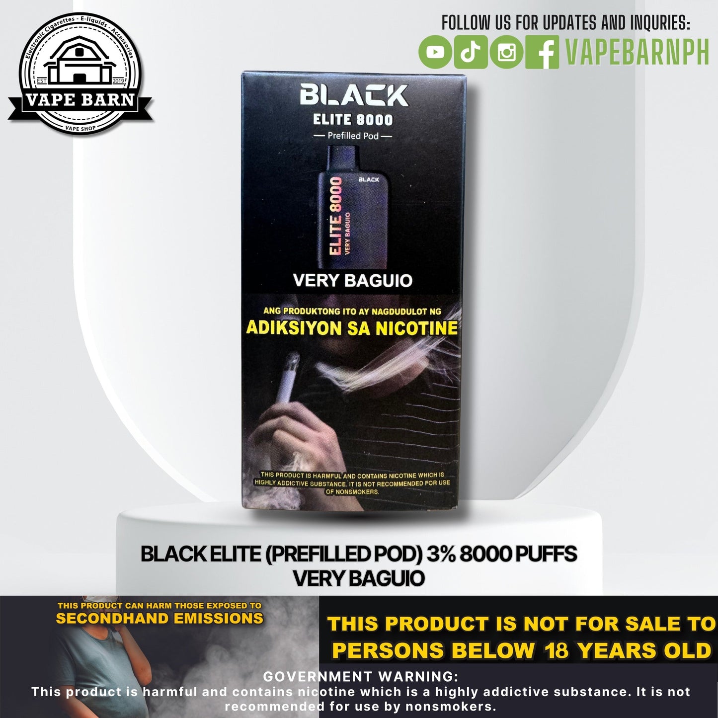 Black Elite V1 (Prefilled Pod) 3% 8000 Puffs