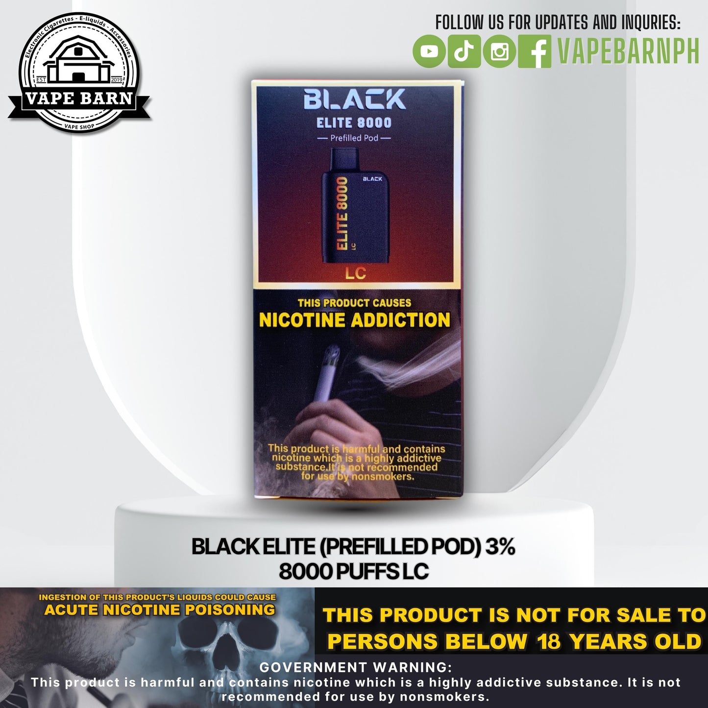 Black Elite V1 (Prefilled Pod) 3% 8000 Puffs