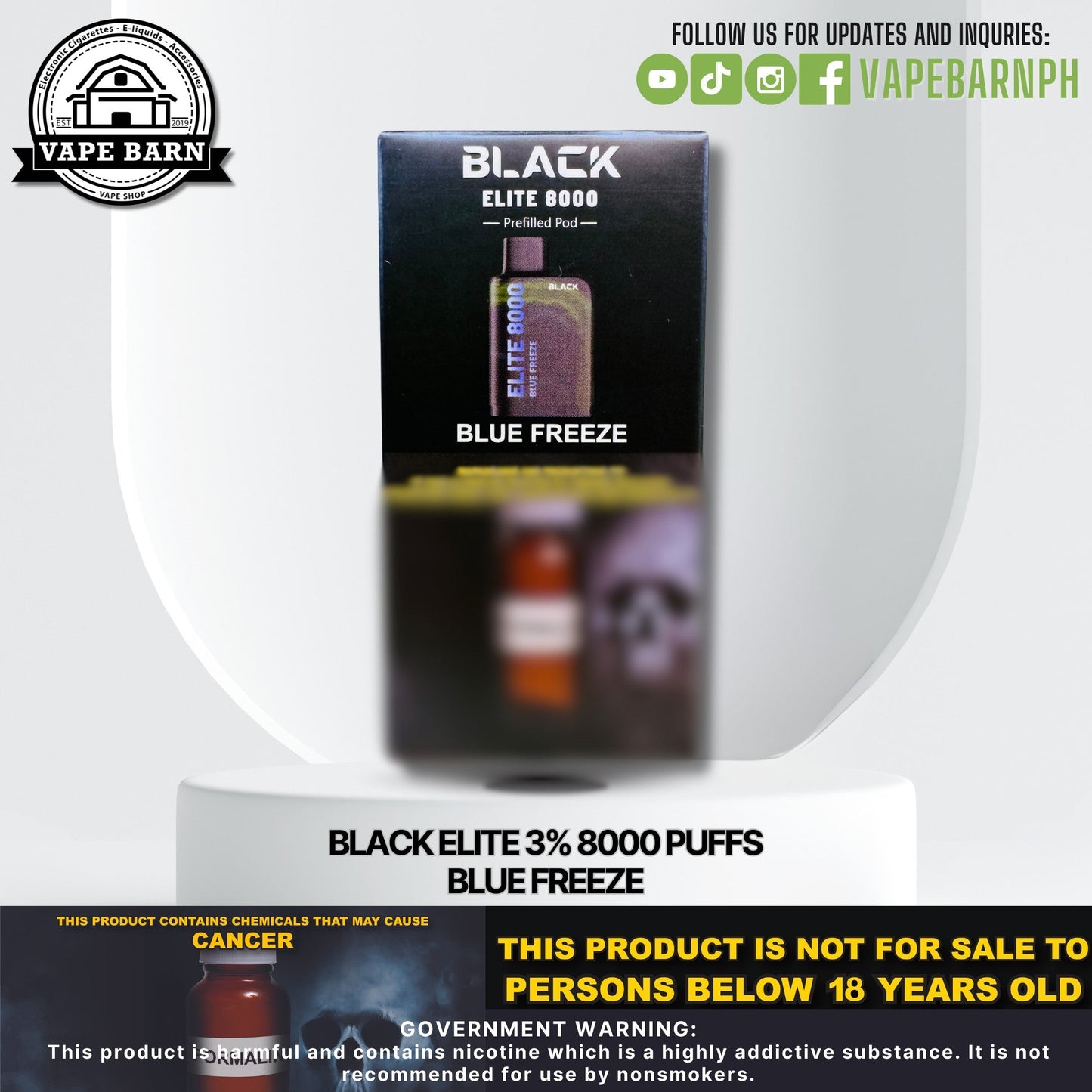 Black Elite V1 (Prefilled Pod) 3% 8000 Puffs